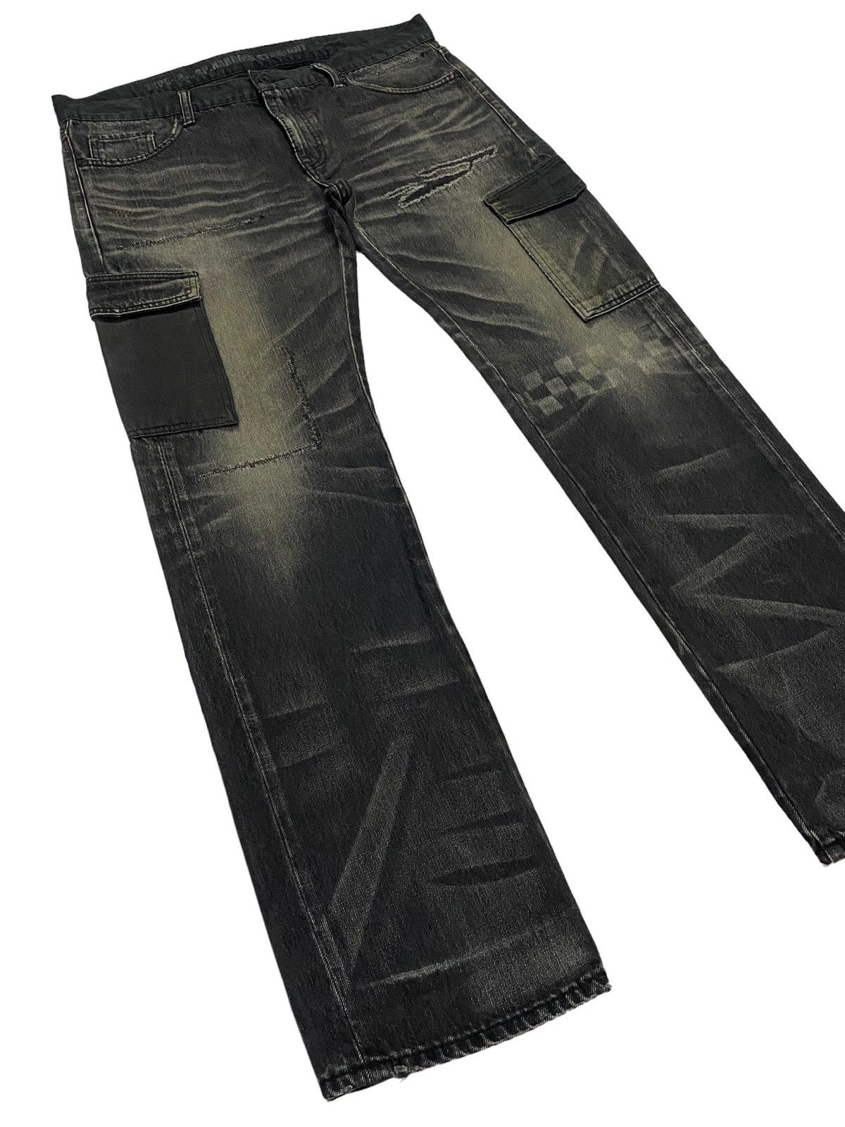Japanese Brand × Neighborhood Neighborhood Black Icon Distressed Cargo Denim Size US 35 - 23 Thumbnail