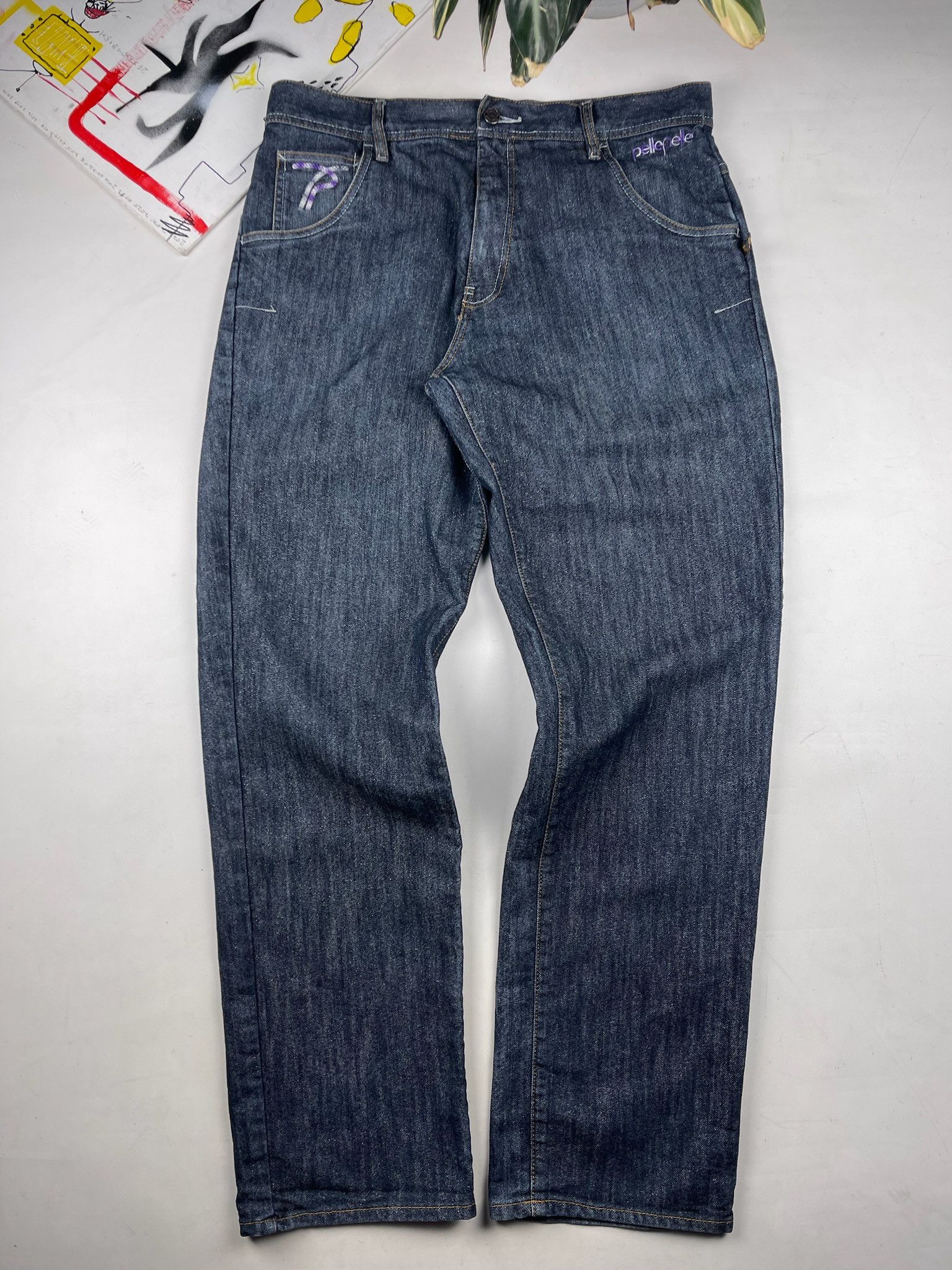 Pelle Pelle Pele Pele Embroidery Jeans rap baggy fit wide leg Size US 34 / EU 50 - 7 Thumbnail