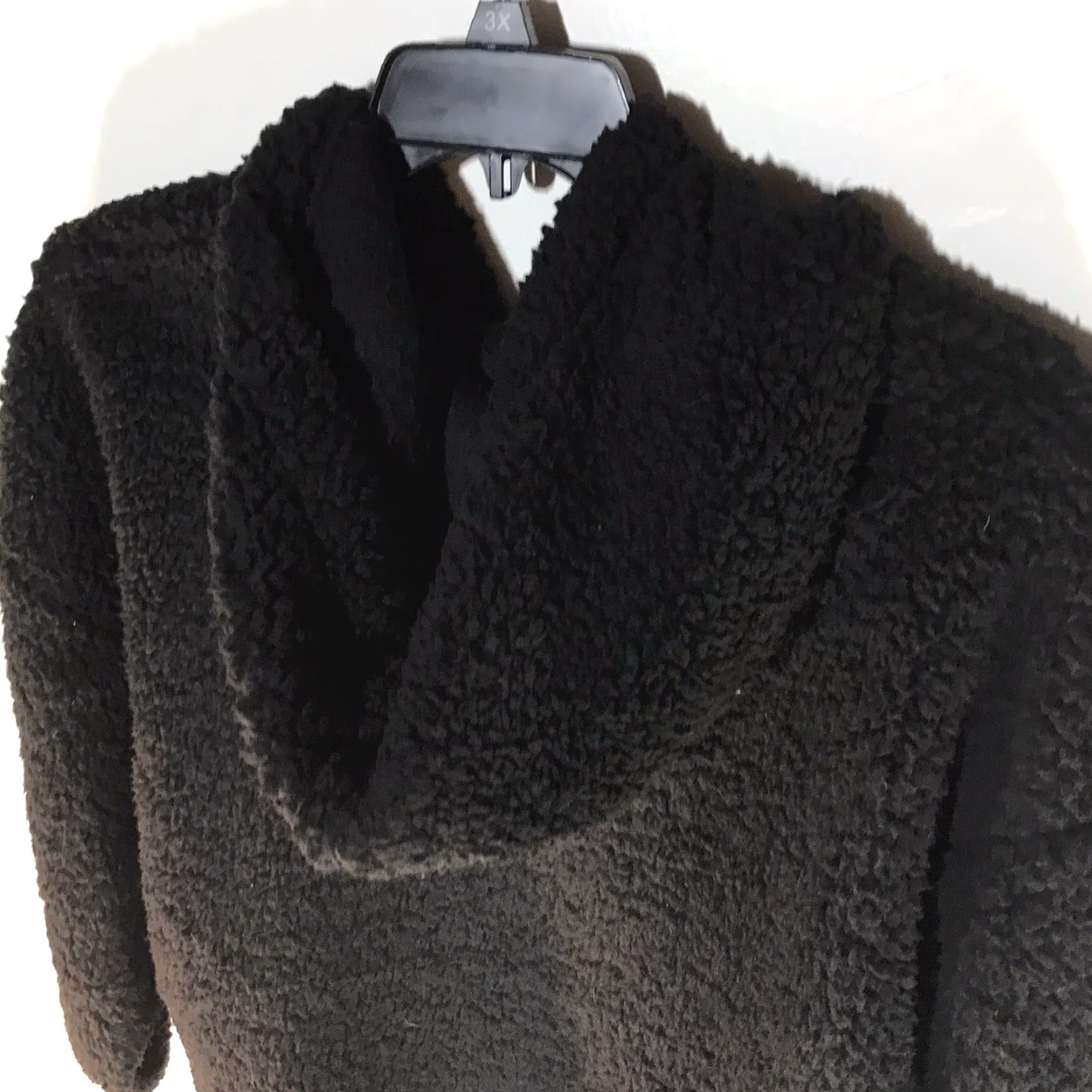 Vintage Love Tree Black Faux Fur 1/4 Zip Hooded Cropped Pullover Womens Size M New Jacket Coat Short Sleeve Regular Fit Black Size M / US 6-8 / IT 42-44 - 5 Thumbnail