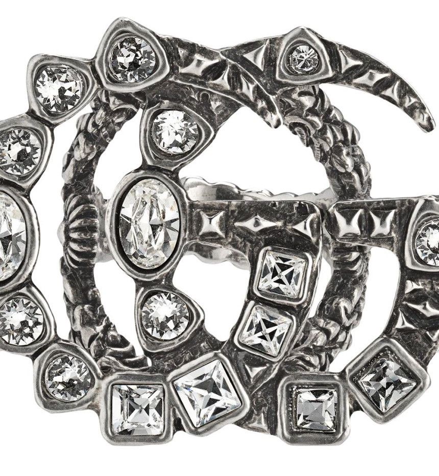 Gucci Gucci Mamont Crystal GG Doubling Ring Size ONE SIZE - 2 Thumbnail