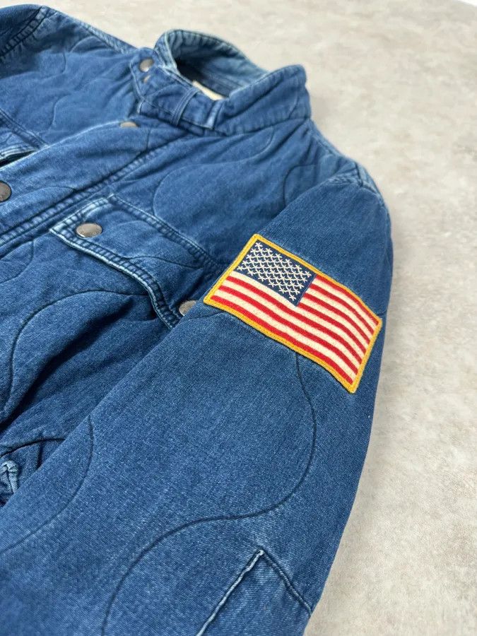 Polo Ralph Lauren 2010s Ralph Lauren Denim USA Flag Blue Aviator Denim Jacket Size US M / EU 48-50 / 2 - 6 Thumbnail