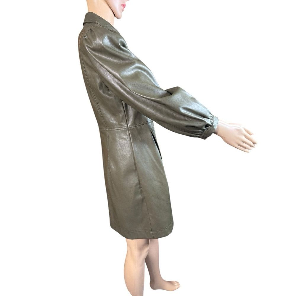 Topshop Topshop Faux Leather Olive Mini Shirtdress US 6 Size M / US 6-8 / IT 42-44 - 4 Thumbnail