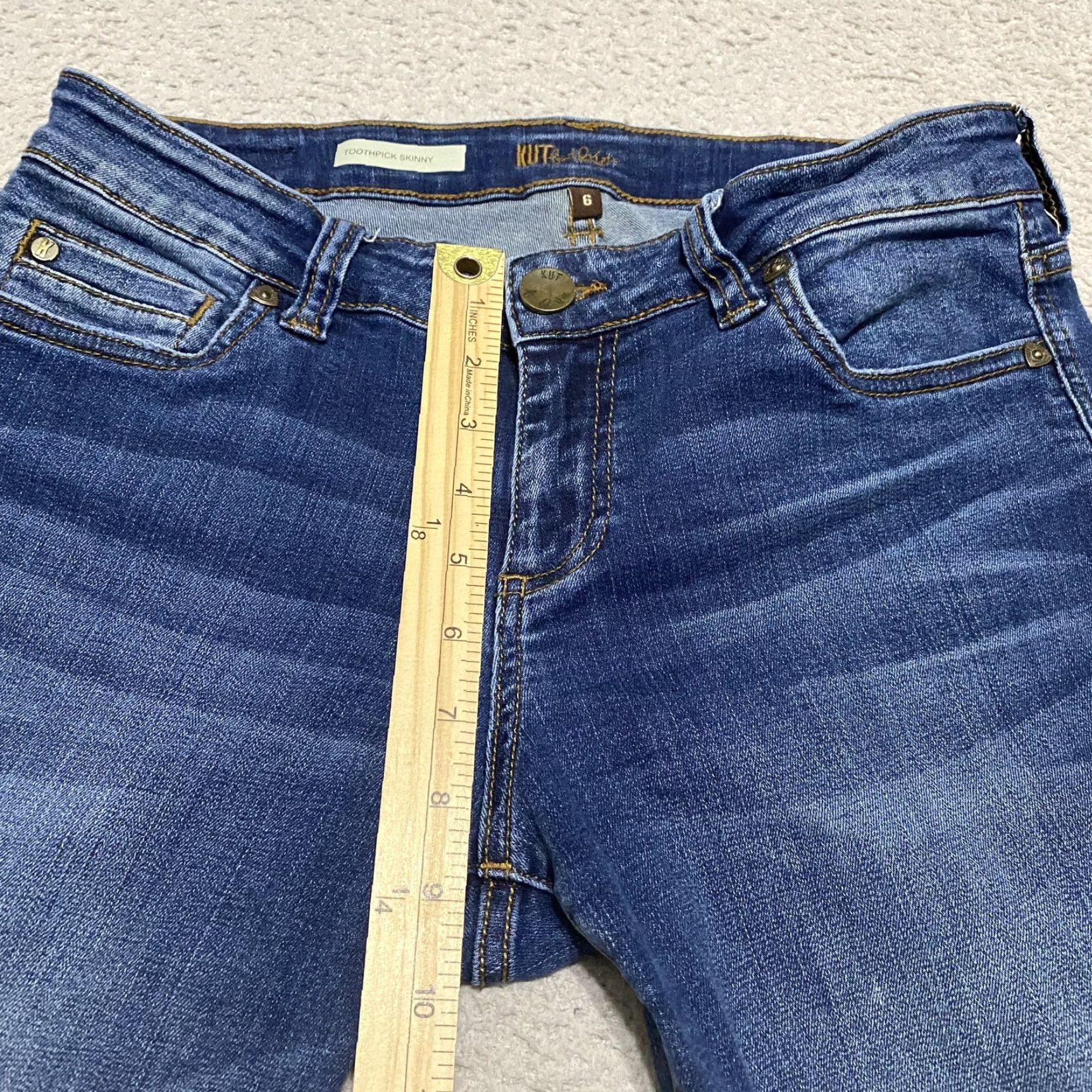 Vintage KUT from the Kloth Jeans Womens 6 Blue Denim Toothpick Skinny Dark Wash Mid Rise Jeans New title Size 28" / US 6 / IT 42 - 7 Thumbnail