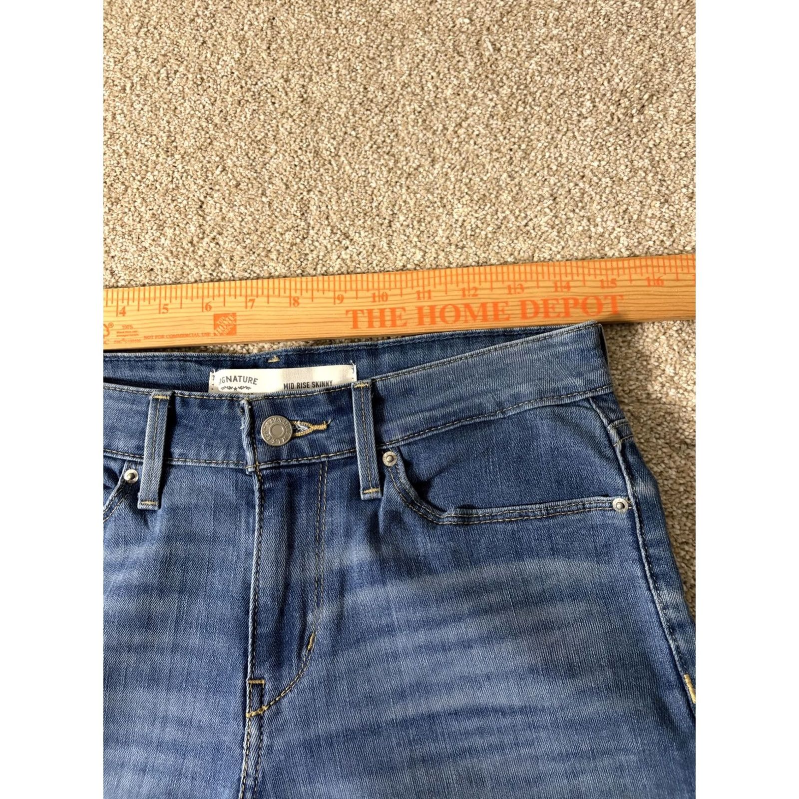 Vintage Signature Levi Strauss Jeans Womens 32 Blue Mid Rise Skinny Denim 32x28 Size 24" / US 00 / IT 34 - 4 Thumbnail