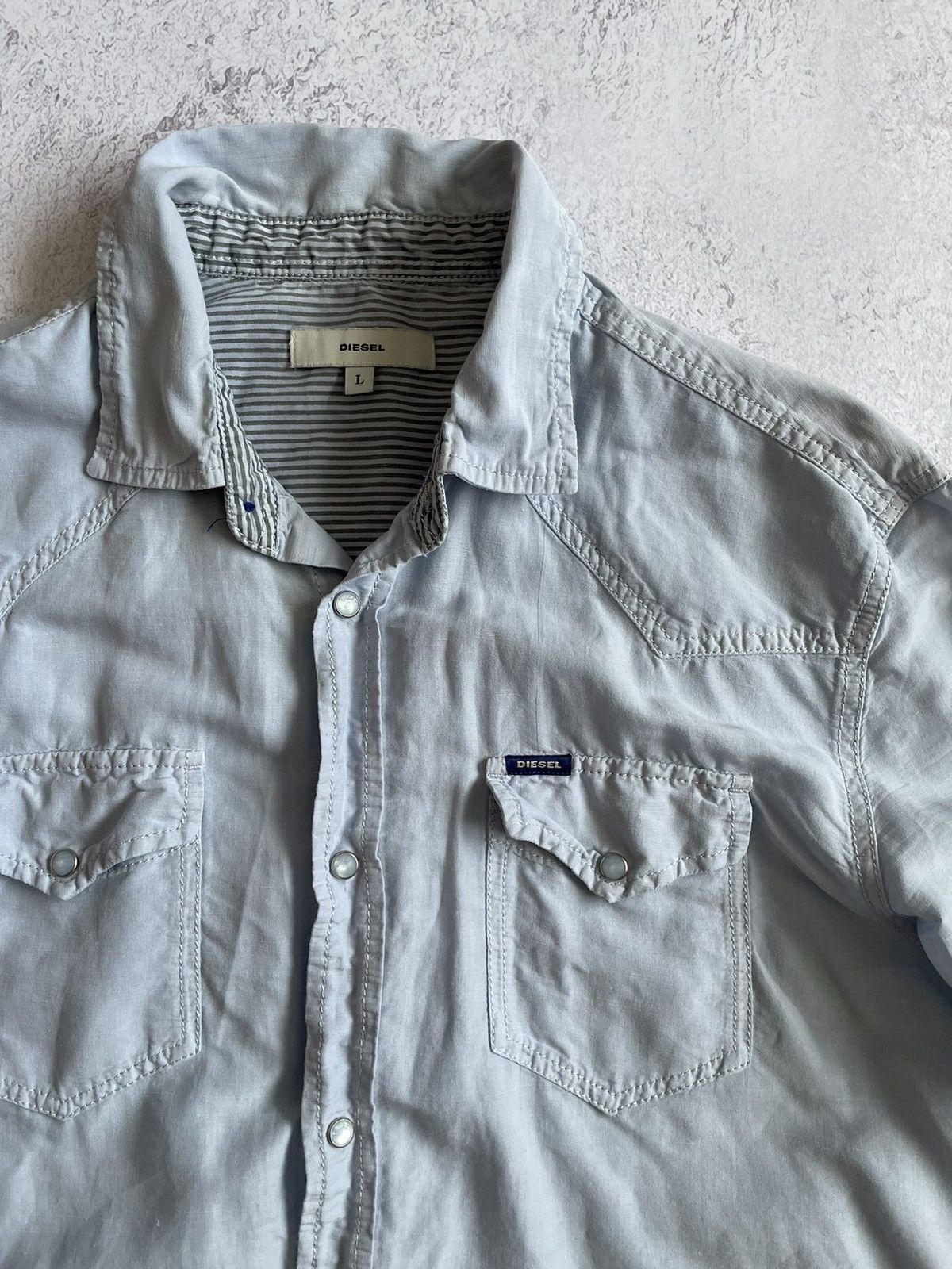 Diesel Diesel Light Blue Shirts Size L Size US L / EU 52-54 / 3 - 2 Thumbnail