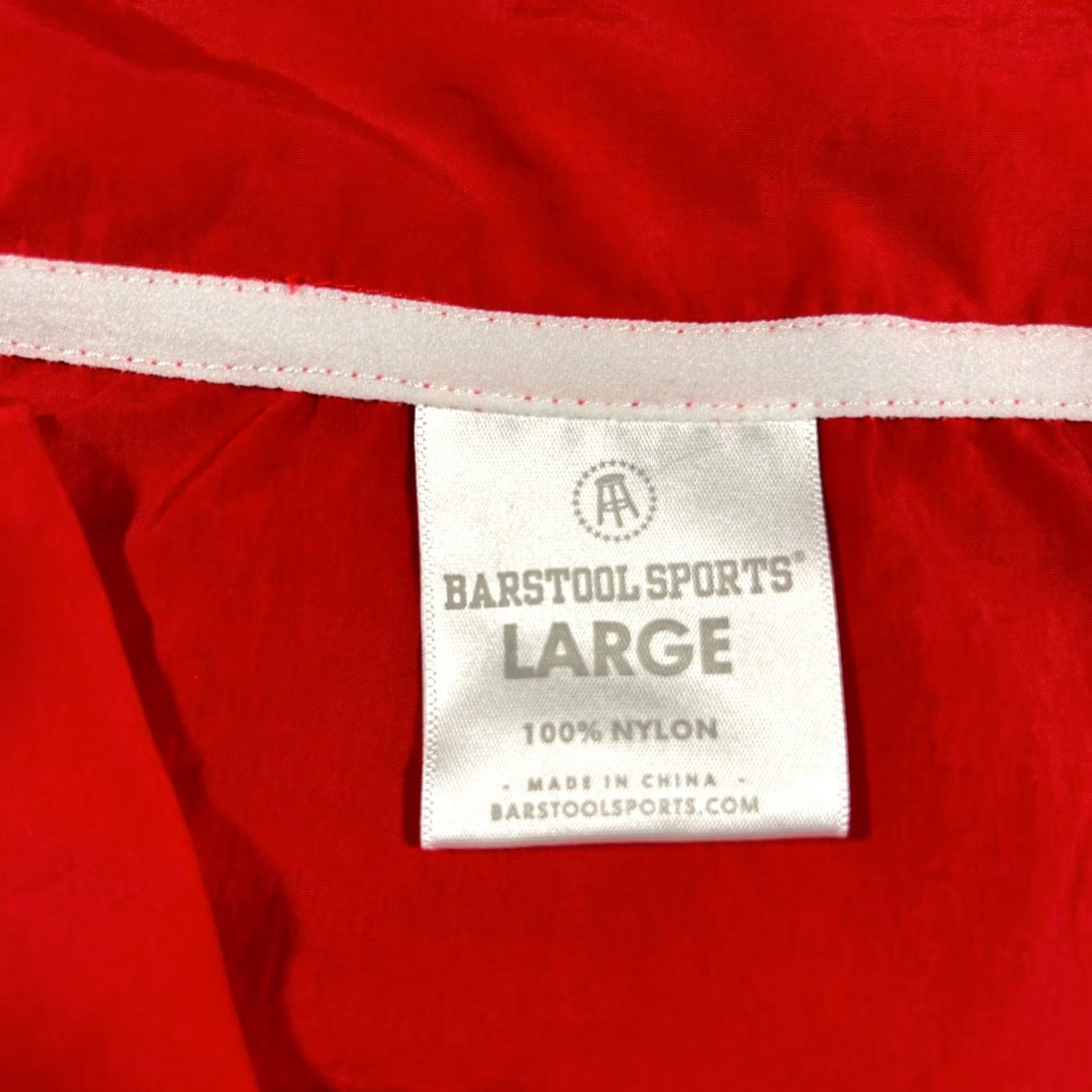 Vintage Barstool Sports Windbreaker Jacket Mens Large Red Blue Nylon Mock Neck Full Zip Size US L / EU 52-54 / 3 - 3 Thumbnail