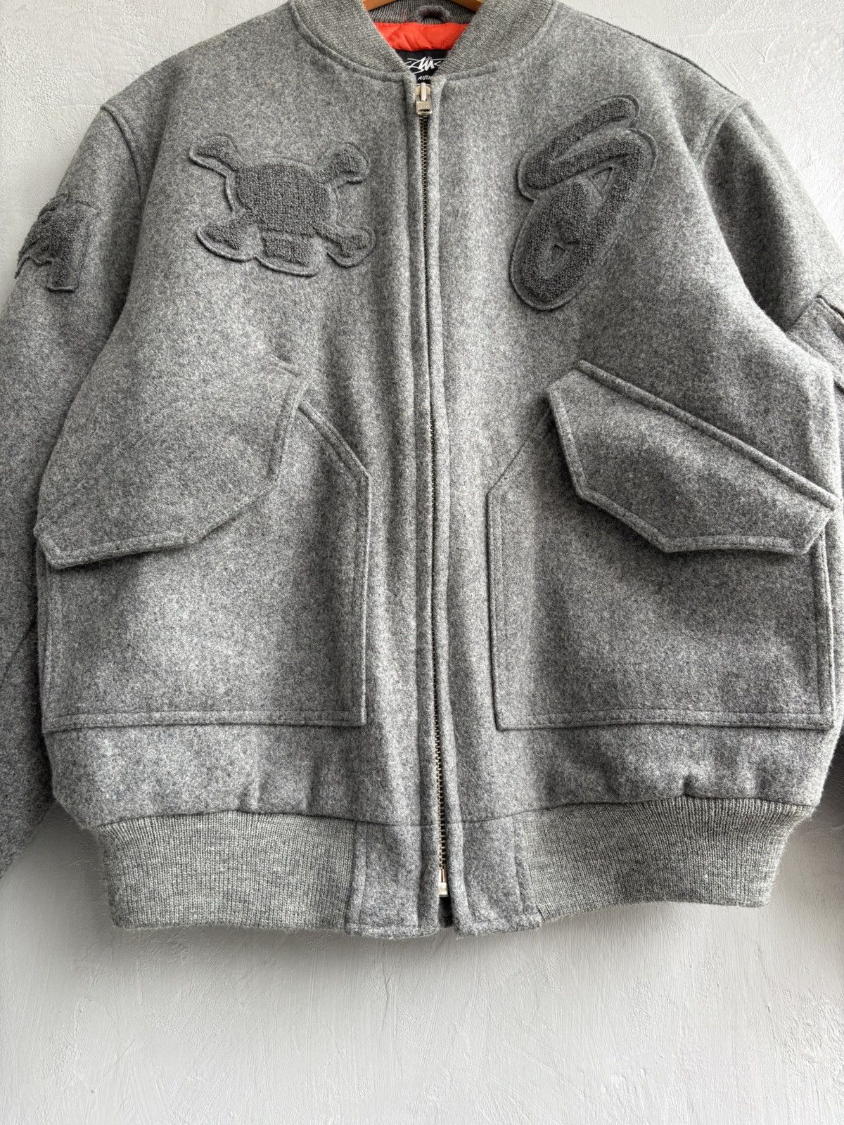 00’s old stussy Ma-1 Wool Bomber Jacket Stussy early 2000s wool bomber MA-1 jacket