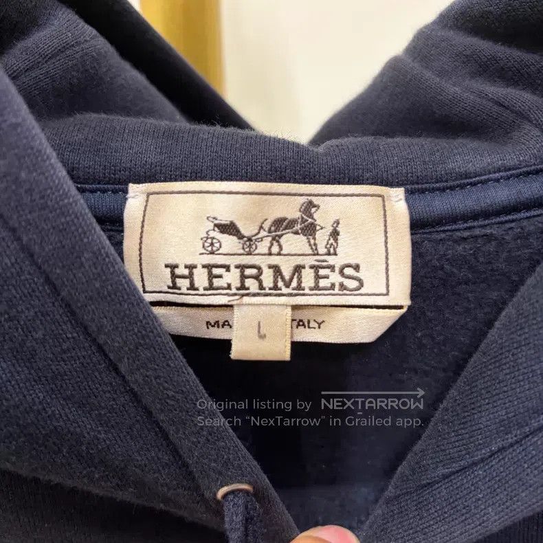Hermes Hermes Navy blue leather horse head hooded sweater Size US L / EU 52-54 / 3 - 5 Thumbnail