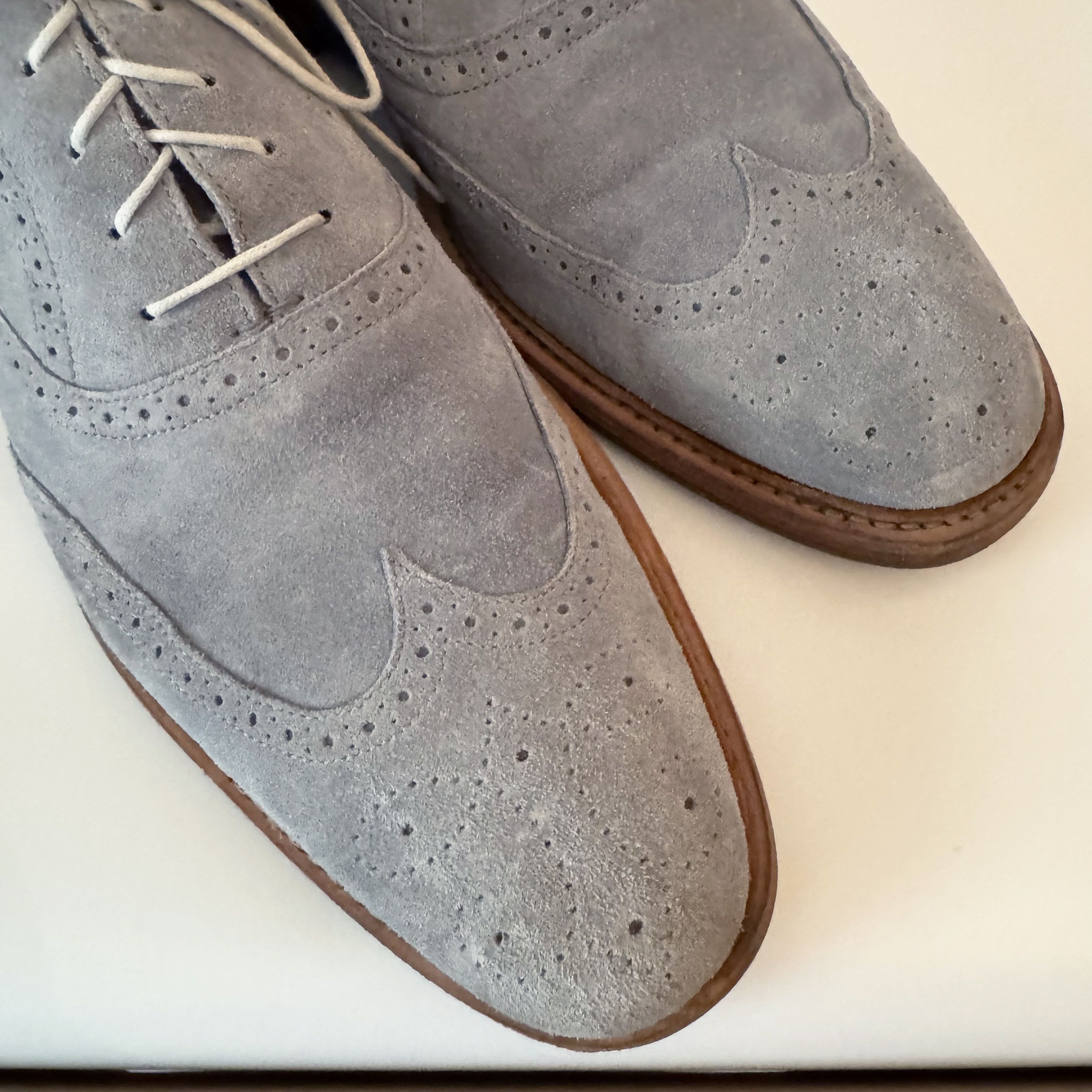 Heschung HESCHUNG Pale Blue Suede Oxfords Size US 10.5 / EU 43-44 - 2 Thumbnail