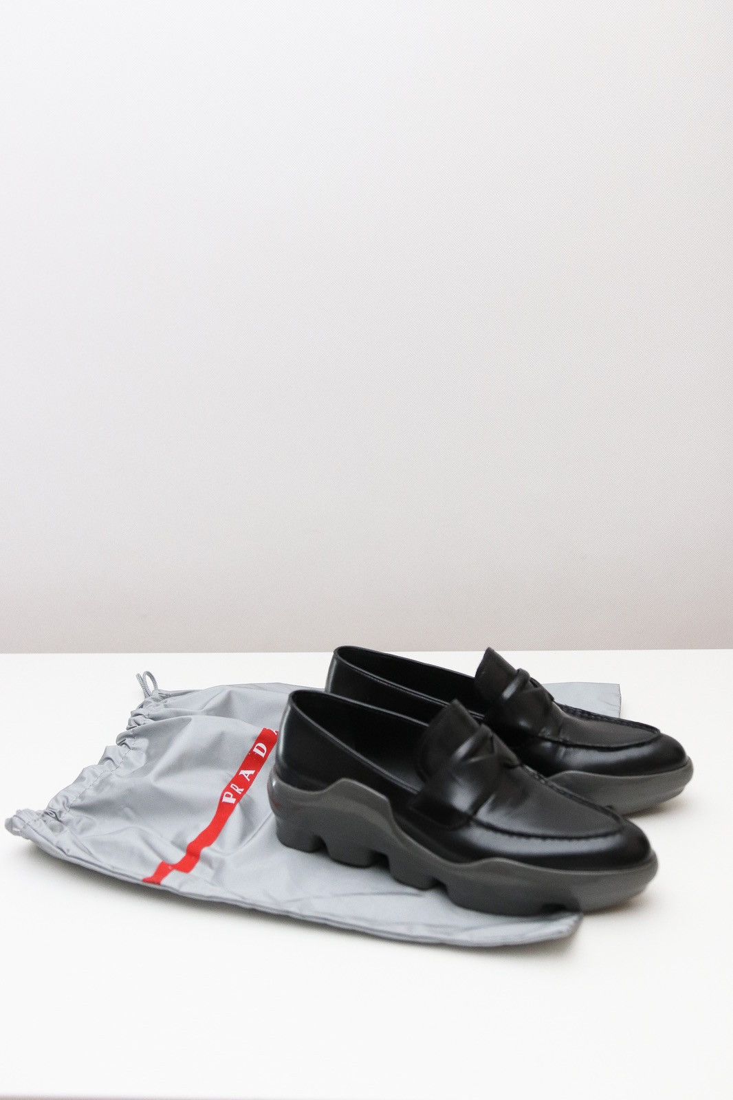image of Prada Penny Loafers Platforms Leather in Black, Women's (Size 5.5)