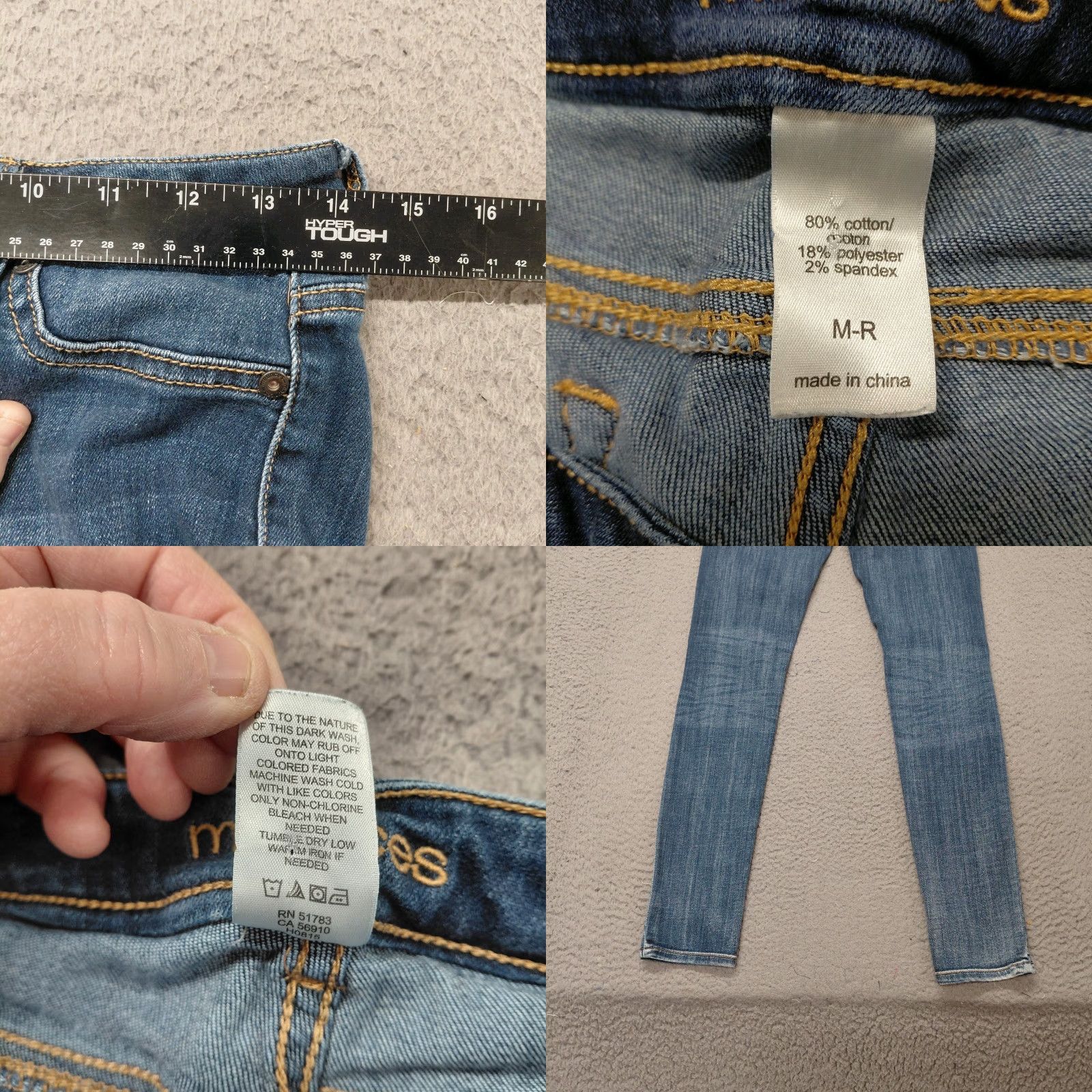 Vintage Maurice Jeans Woman’s Size M/R Indigo Blue Denim Stretch 27x31 Skinny Preppy EUC Size 32" / US 10 / IT 46 - 8 Thumbnail
