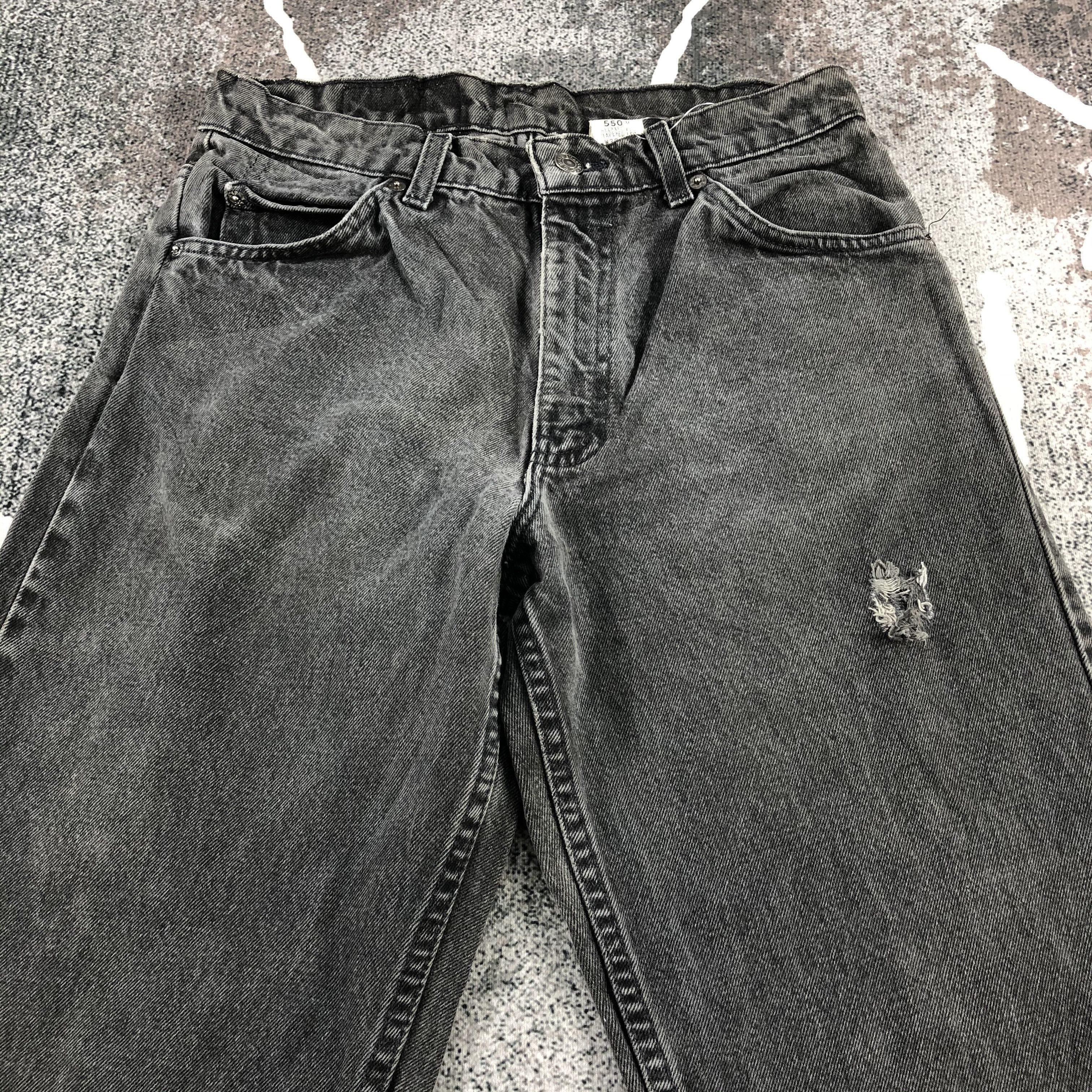 Levi's Vintage 90s Levis 550 Jeans Distress Black Denim KJ901 Size US 29 - 3 Thumbnail