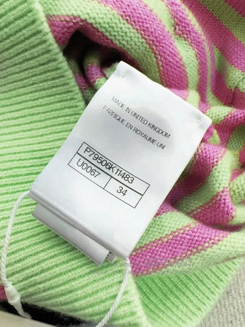 Chanel Chanel 25s new pink and green striped lace knitted cardiga Size XXS / US 00 / IT 34 - 7 Thumbnail