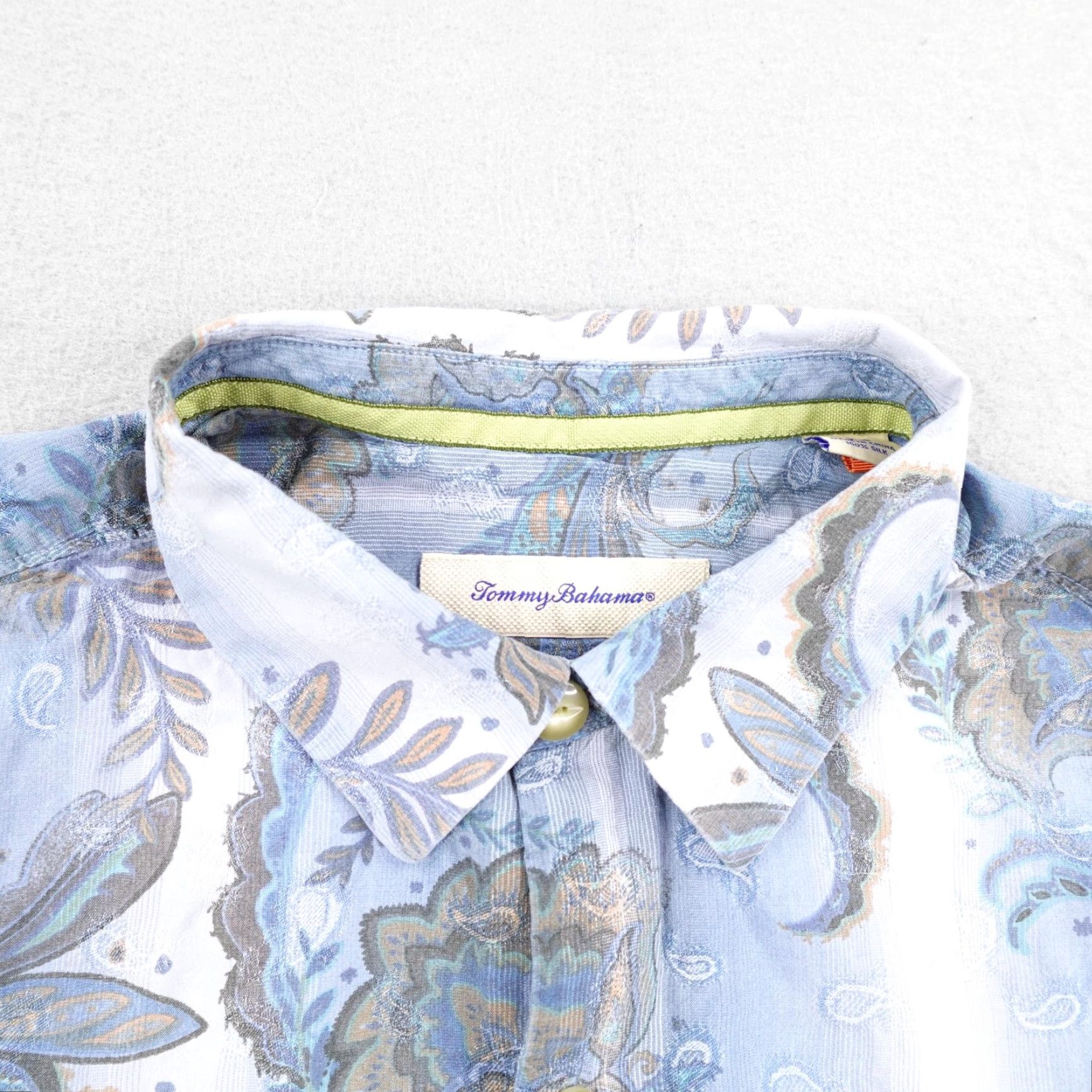 Tommy Bahama VINTAGE Tommy Bahama Shirt Mens Large Blue Silk Paisley Hawaiian Aloha Button Up Camp Size US L / EU 52-54 / 3 - 2 Thumbnail