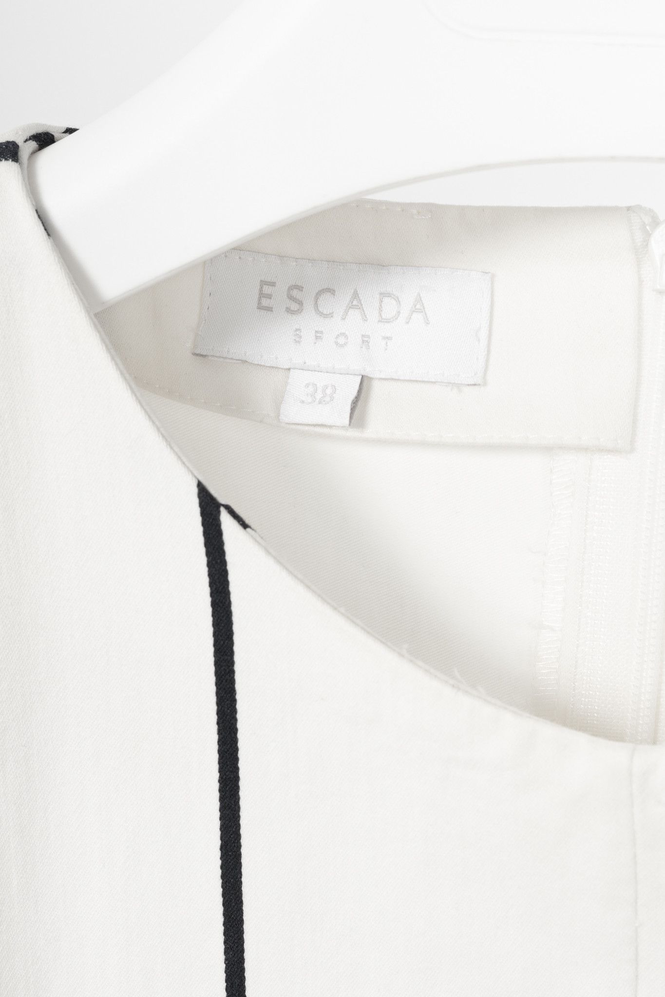 Escada Sport Escada Sport White Windowpane Cotton Flounce-Hem Dress Size M / US 6-8 / IT 42-44 - 4 Thumbnail