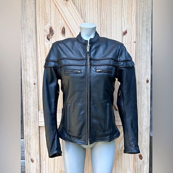 Unik Ultra Womens Black Leather Biker Motorcycle Jacket