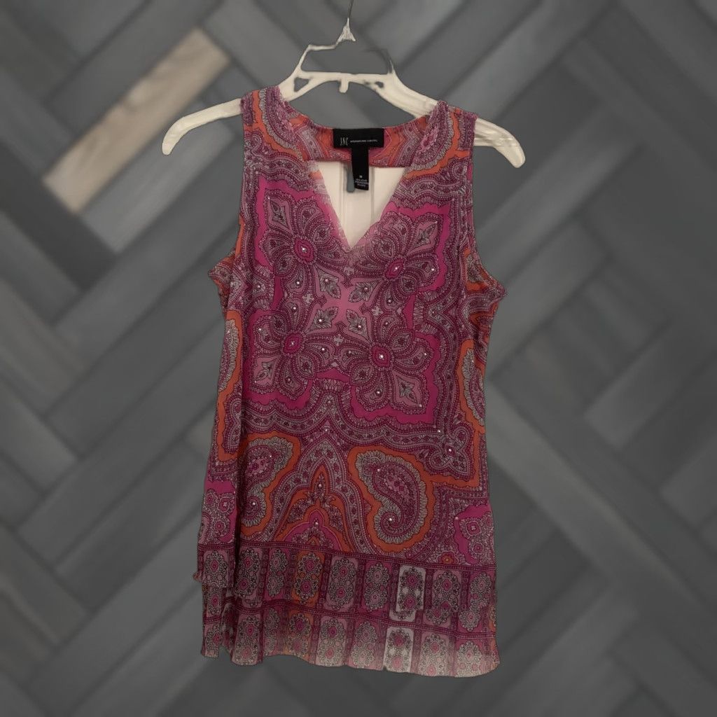 Vintage INC Women Tank Top Sleeveless Pink V Neck Medium Tank Top Slim Regular Womens Shirt Fashion Tank Size M / US 6-8 / IT 42-44 - 1 Thumbnail