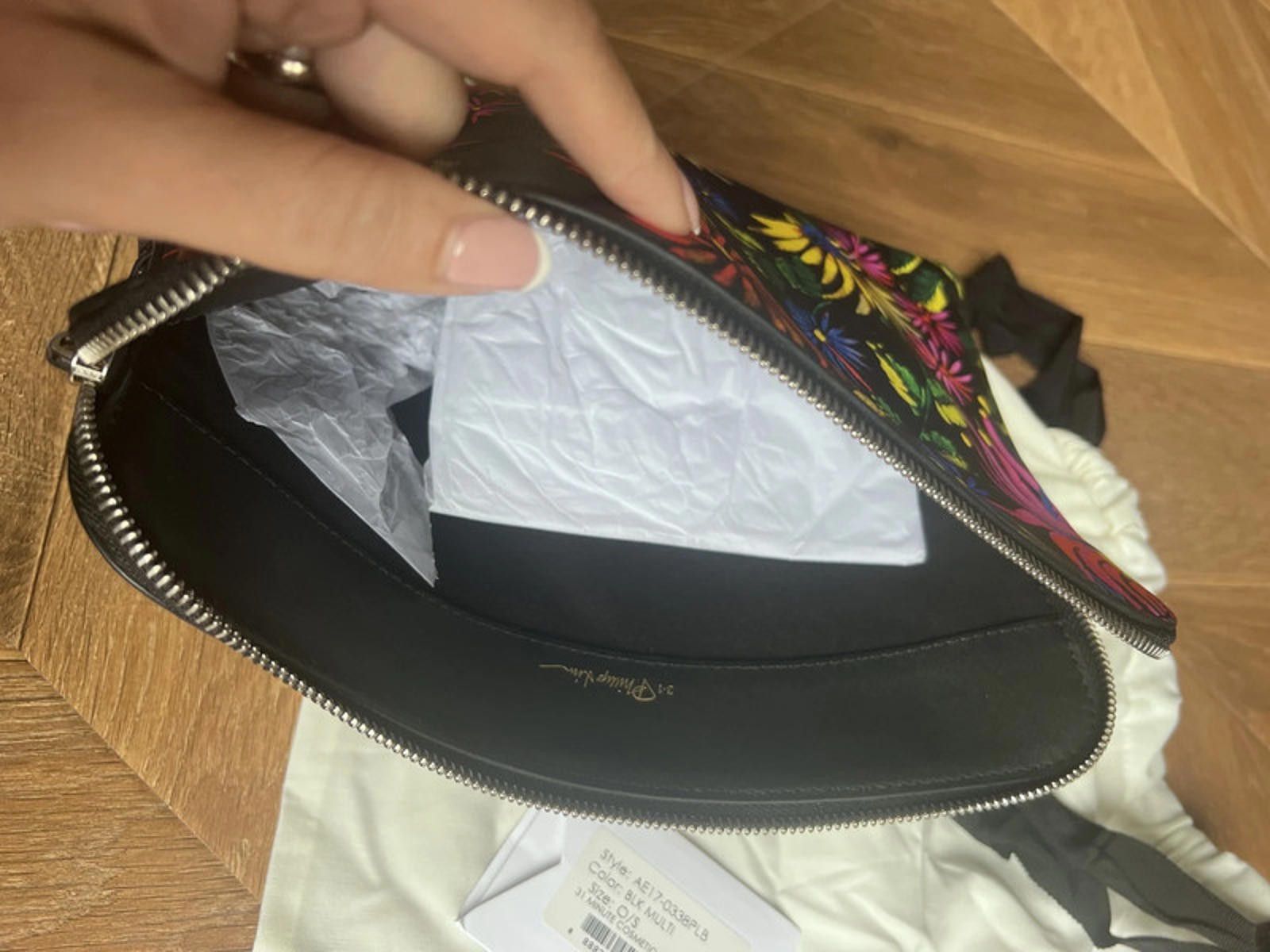3.1 Phillip Lim 3.1 Philip lim black floral leather pouch zip up Clutch bag Size ONE SIZE - 4 Thumbnail