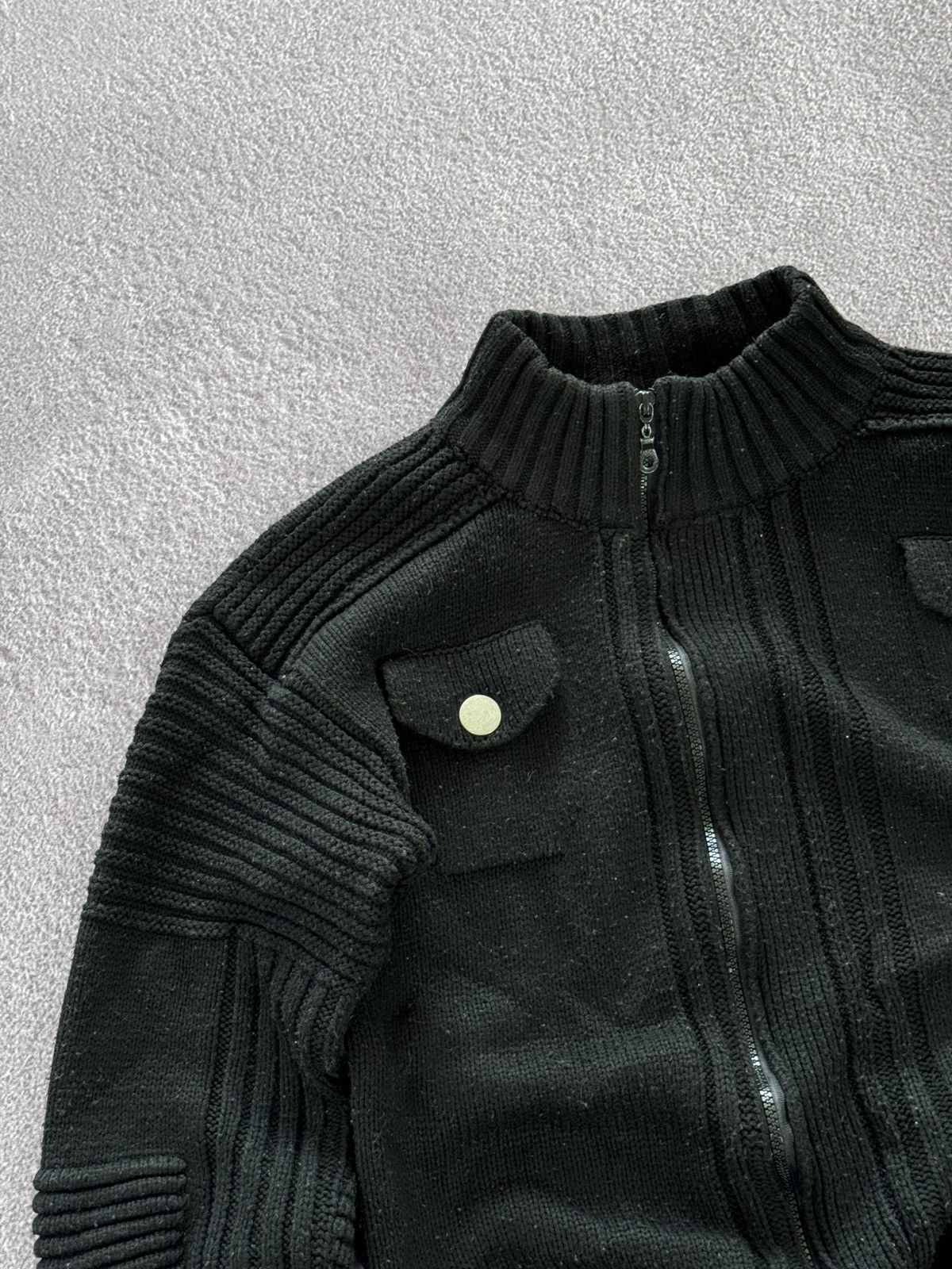 Japanese Brand 00’s Aesthetic Y2K Asymmetrical Zip Ribbed Sweater Size L / US 10 / IT 46 - 4 Thumbnail