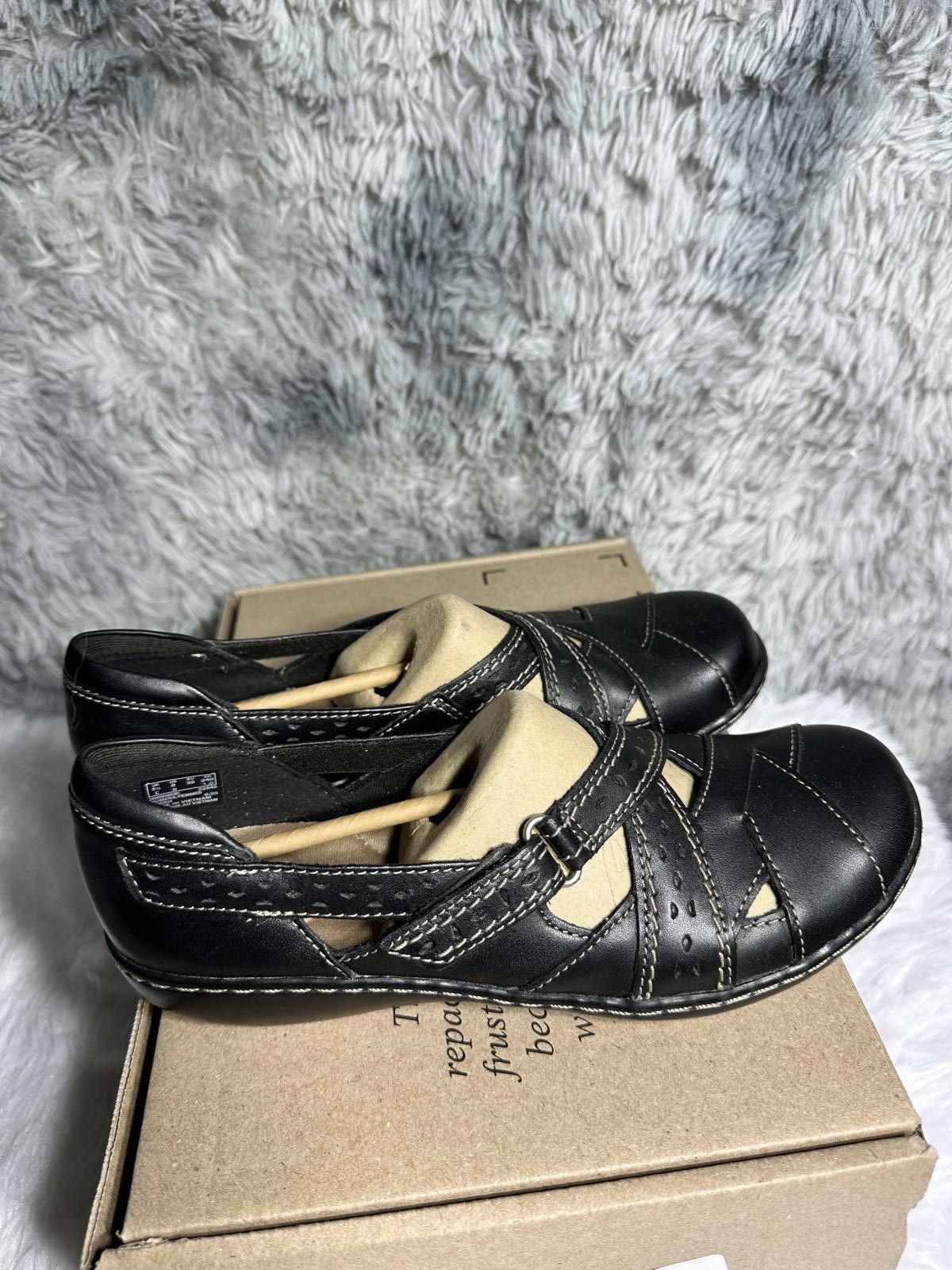 Clarks Clarks Black Leather Mary Jane Flats Shoes Size US 8 / IT 38 - 3 Thumbnail