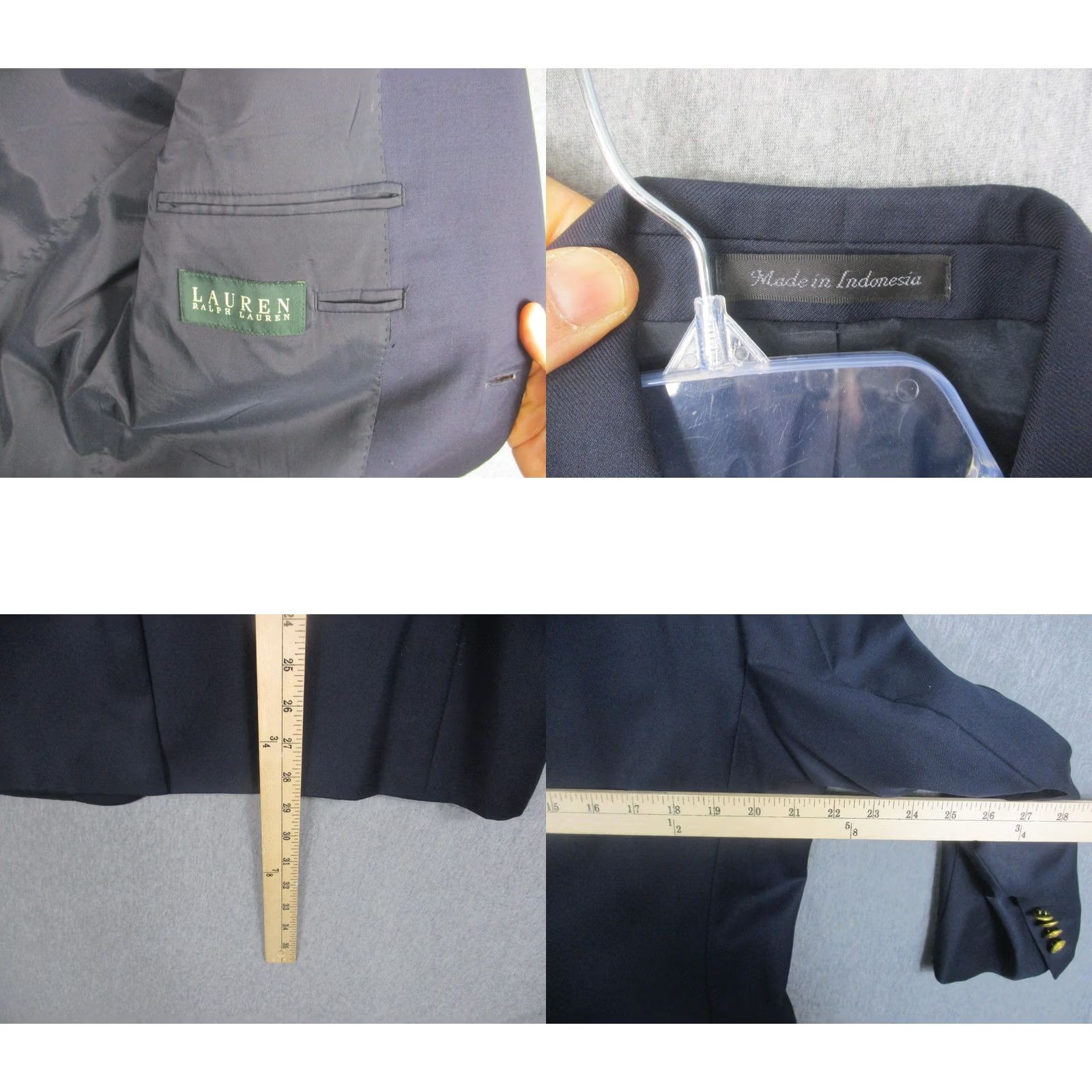 Ralph Lauren Lauren Ralph Lauren Blazer Mens 40R Navy Blue Gold Button Sport Coat Jacket Size 40R - 8 Thumbnail