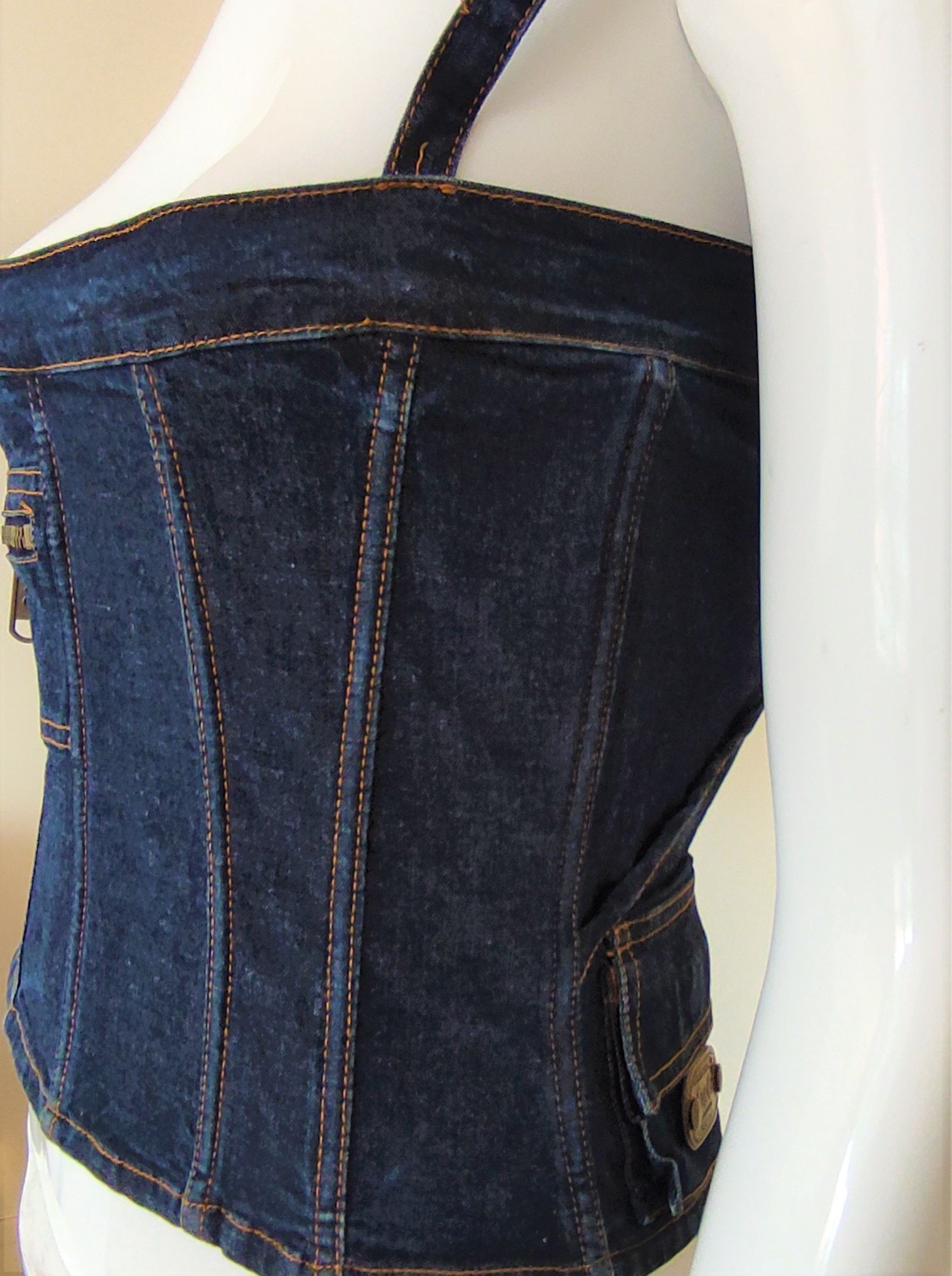 Dolce & Gabbana D&G Dolce and Gabbana Denim Bustier Cargo Top Corset Size S / US 4 / IT 40 - 10 Thumbnail