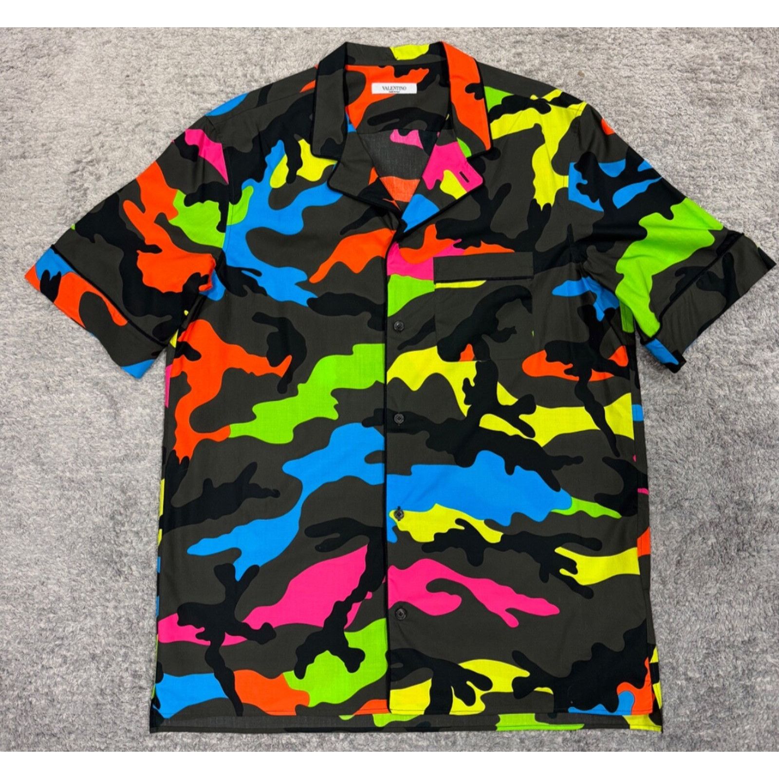 Valentino Valentino Camouflage Neon Cotton Short Sleeve Button Up Size US M / EU 48-50 / 2 - 2 Thumbnail