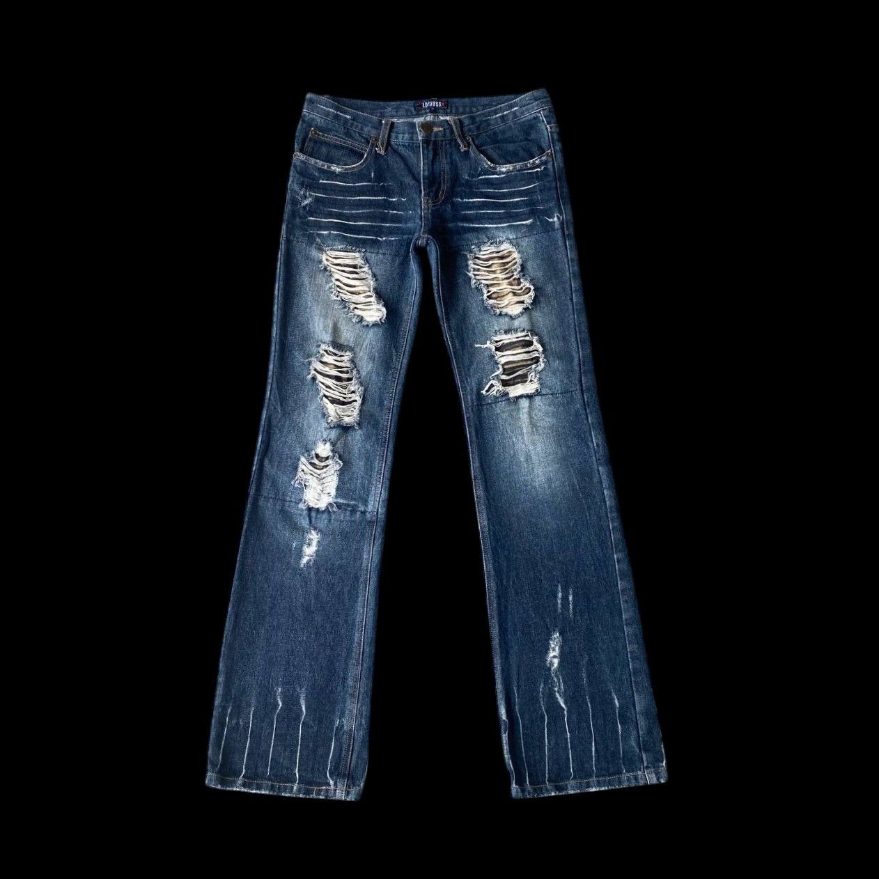 LOWBOX ARCHIVE Lowbox "Shredded" Distressed Flare Cyberpunk Size US 29 - 2 Thumbnail