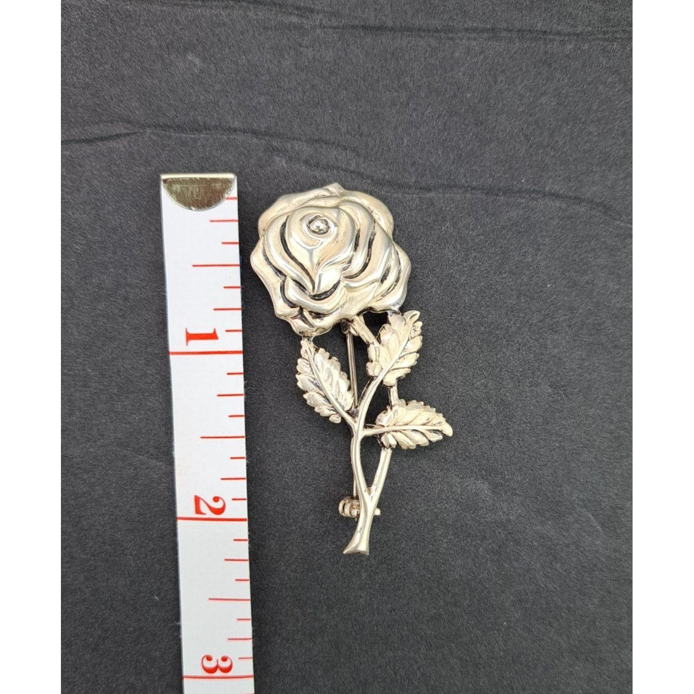 Vintage Vintage Sterling Silver Rose Brooch Pin Detailed Floral Size ONE SIZE - 7 Thumbnail