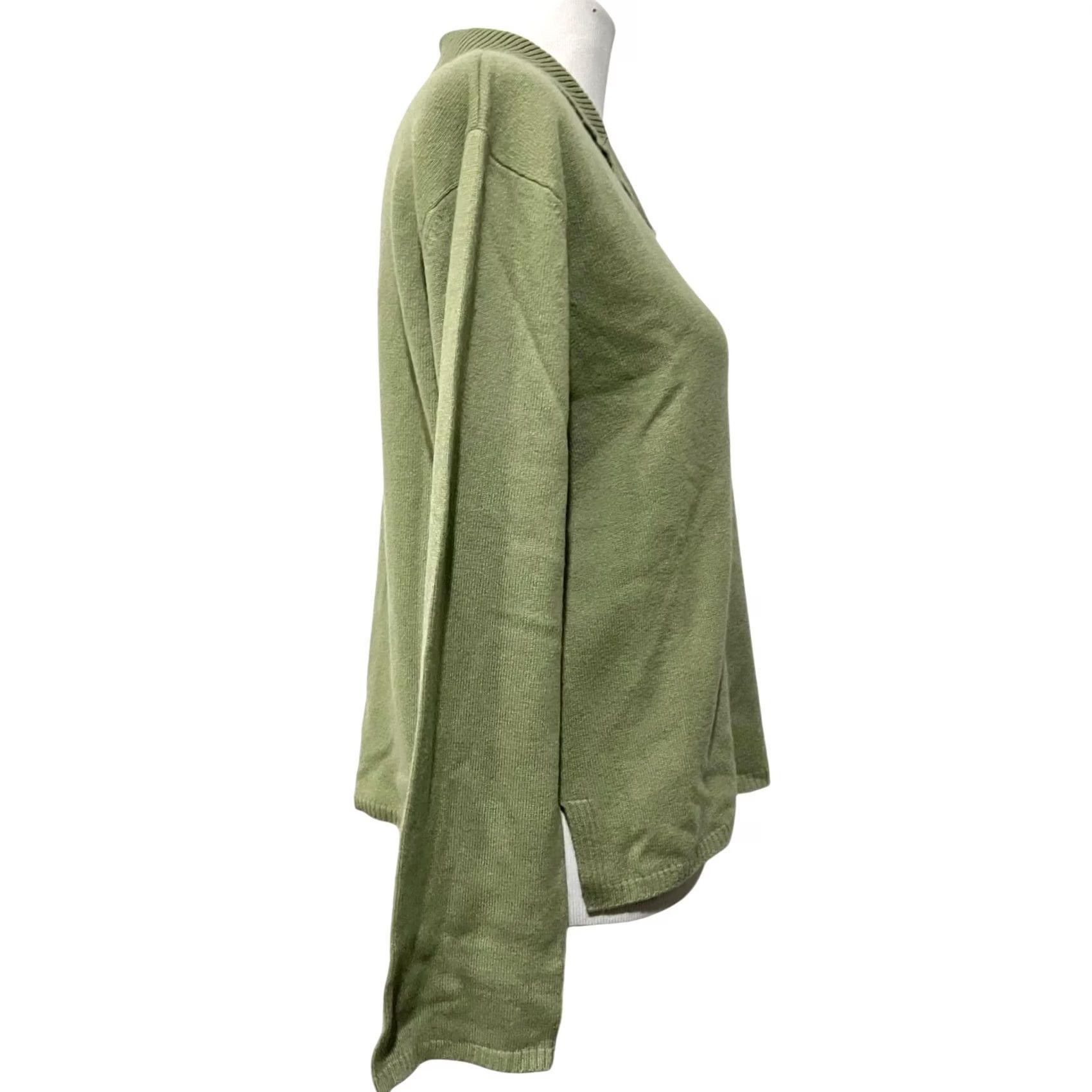 J. Jill VINTAGE J. Jill Cashmere Sweater Green Pullover Notch Collar Women’s Size M Pullover Womens Cashmere 100% Cashmere Classic Preppy Cottage 1990s Size M / US 6-8 / IT 42-44 - 5 Thumbnail