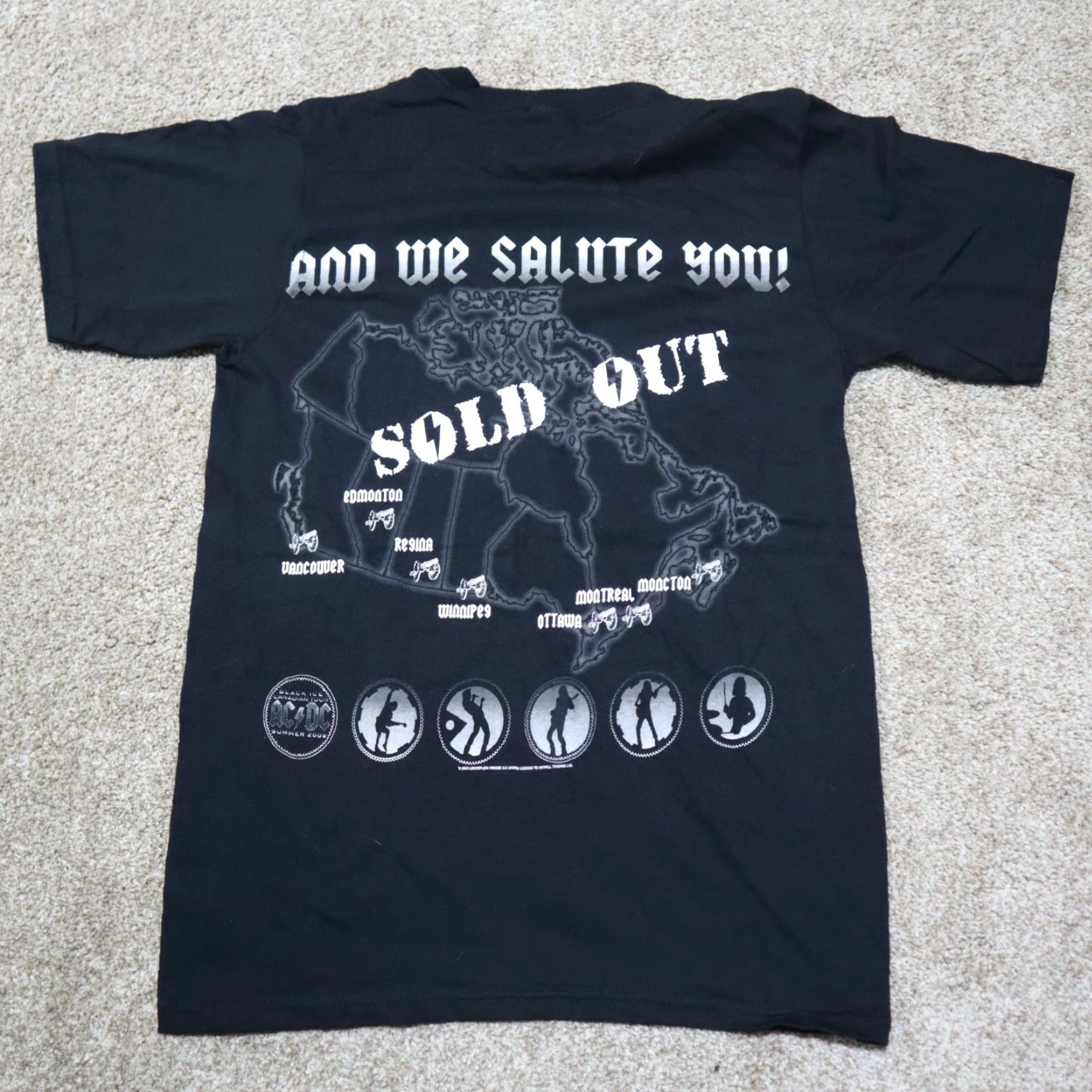 Anvil VINTAGE AC/DC Back In Canada 2009 Tour T-Shirt Concert Black Mens Size S Small Black Size US S / EU 44-46 / 1 - 8 Thumbnail