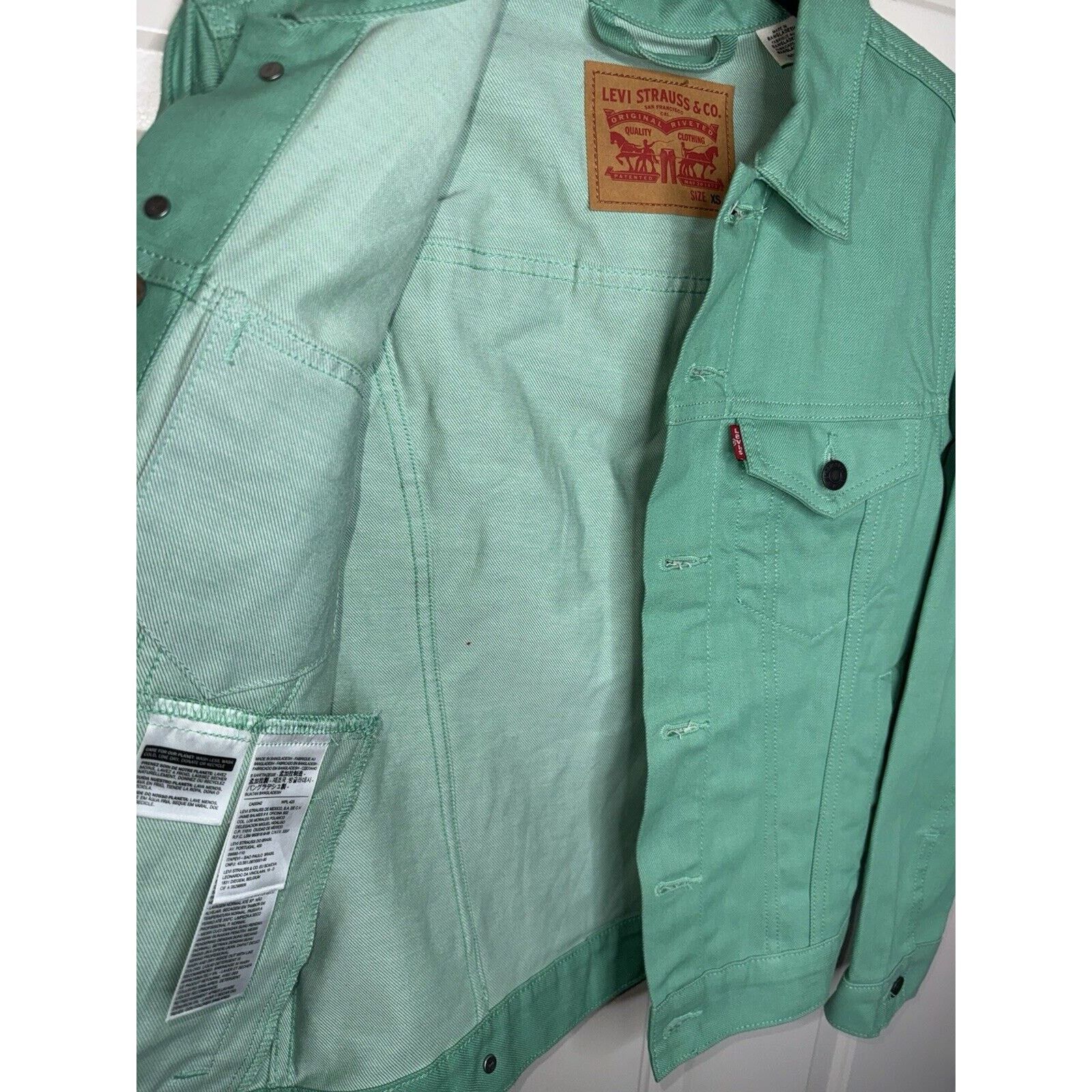 Levi's Levi’s Premium Original Trucker Jacket Green Womens XS Denim Size XS / US 0-2 / IT 36-38 - 12 Thumbnail