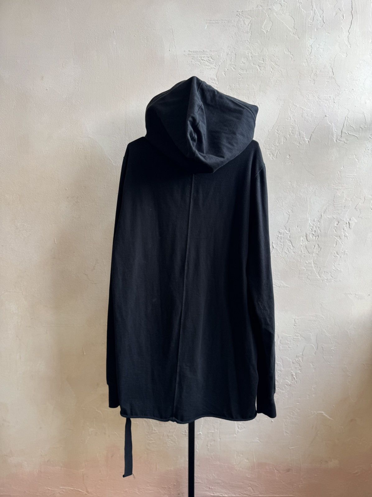 Rick Owens Drkshdw AW21 $492 RAW HEM HOODIE ELONGATED FIT BLACK MILK Size US L / EU 52-54 / 3 - 3 Thumbnail