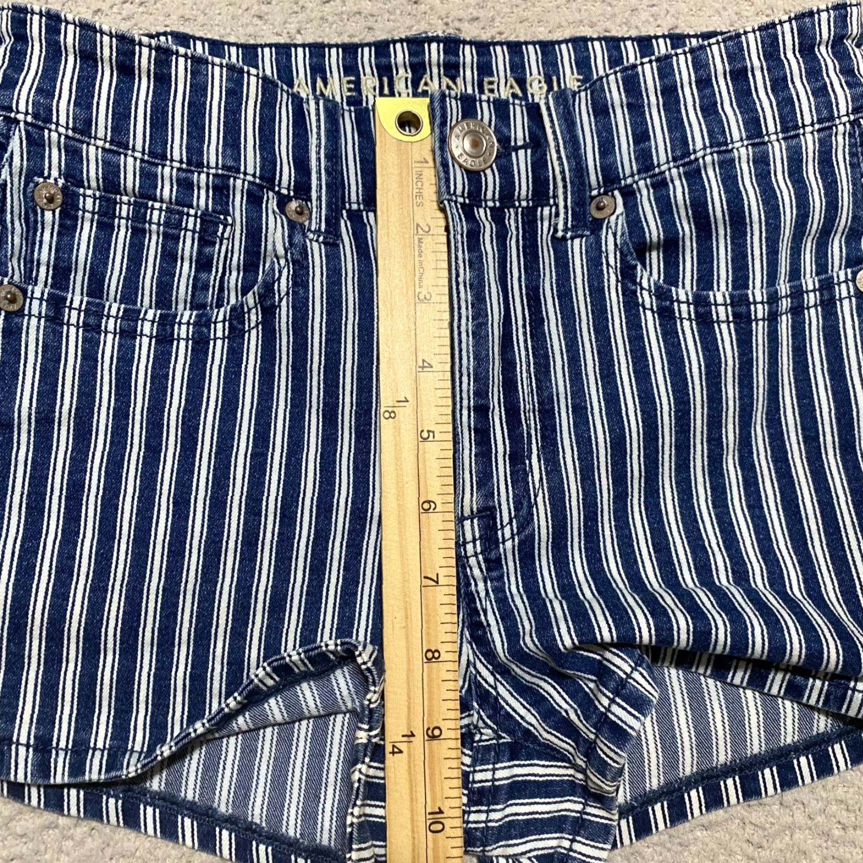 American Eagle Outfitters American Eagle Outfitters Shorts Denim 2 Blue Striped High Rise 2 in Inseam Womens Regular Size 2 Cotton Polyester Spandex 5-Pocket Size 26" / US 2 / IT 38 - 6 Thumbnail