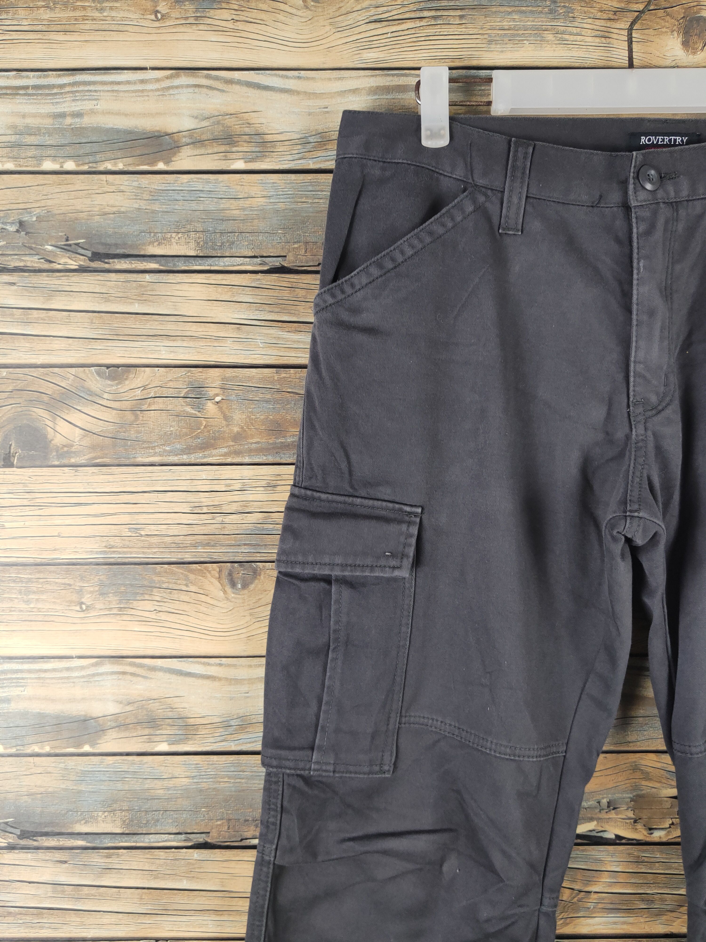 Japanese Brand DL Rovertry Dark Gray Multipocket Cargo Pants #2169 Size US 33 - 3 Thumbnail