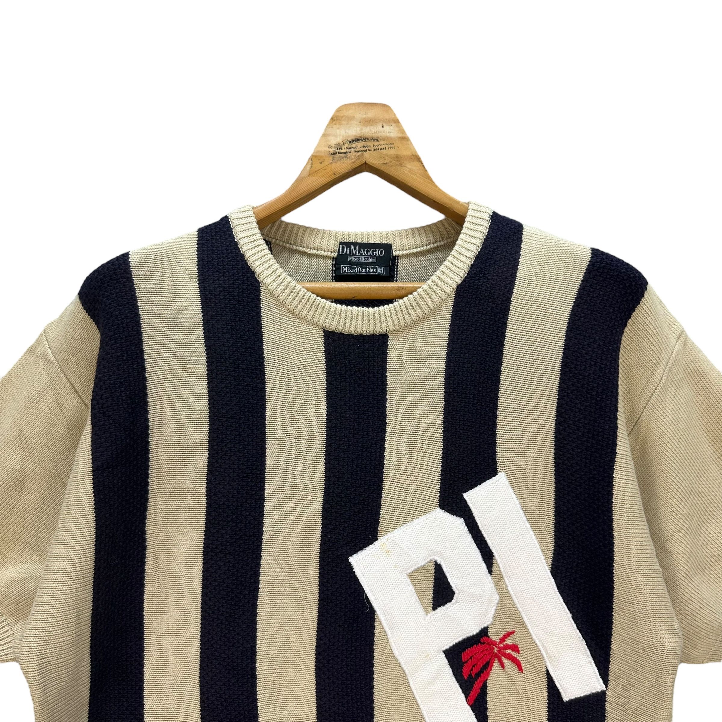 Japanese Brand DI MAGGIO MIXED DOUBLES STRIPED KNITTED SWEATER #8726-023 Size US M / EU 48-50 / 2 - 2 Thumbnail