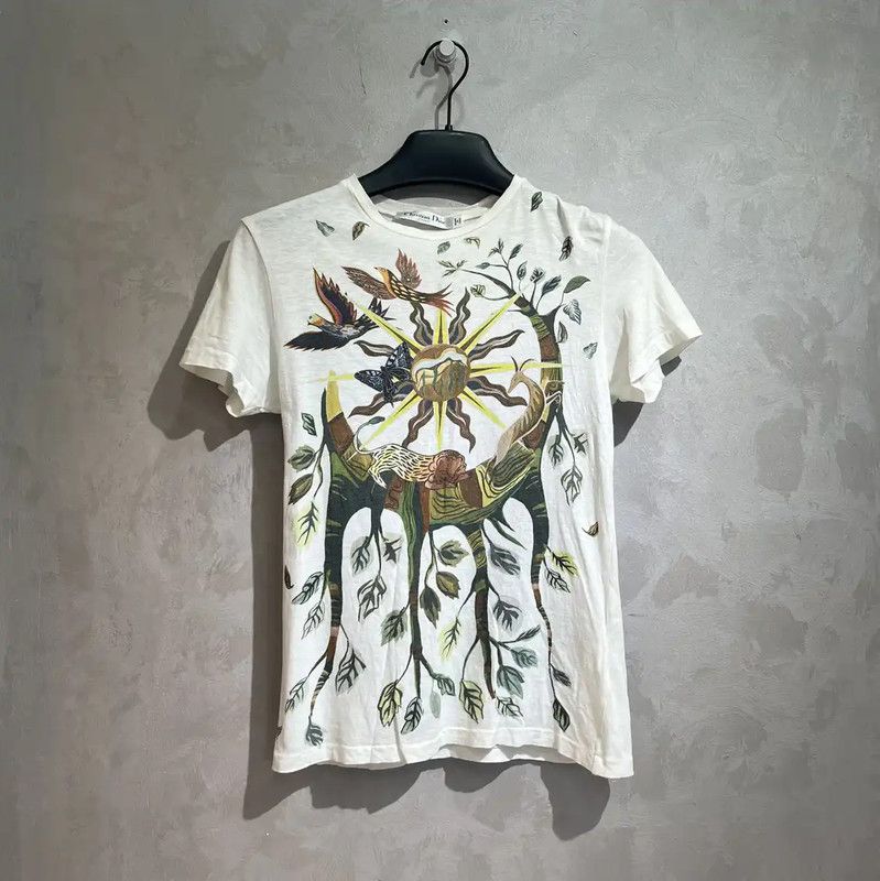 Dior Dior White Cotton Printed Women's T-Shirt 0089 Size S / US 4 / IT 40 - 1 Thumbnail