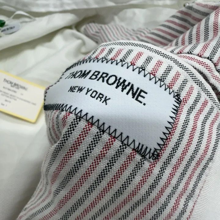 Thom Browne Thom Browne White Striped Hooded Jacket for Men -2507 Size US M / EU 48-50 / 2 - 4 Thumbnail