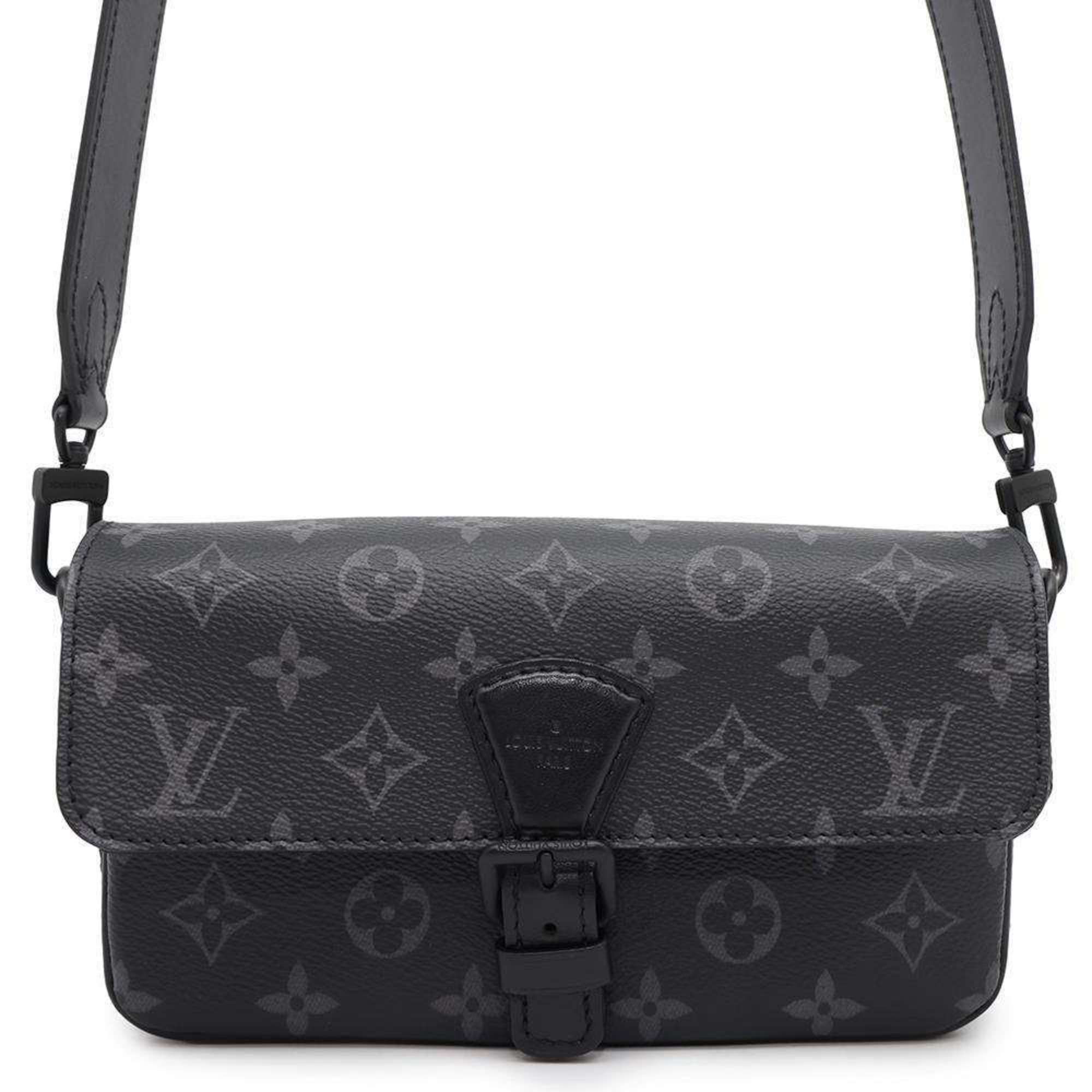 Louis Vuitton Shoulder Bag Monogram Eclipse Montsouris Wearable Wallet M83567 Black, Women's