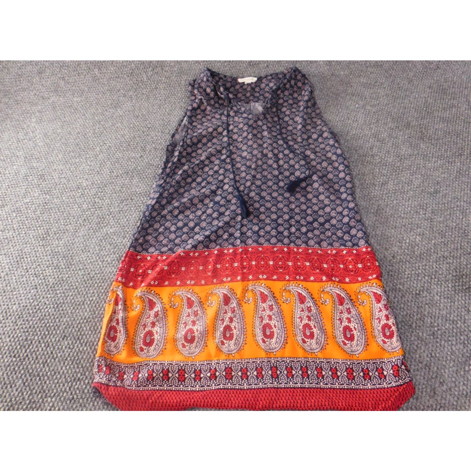 Beach Lunch Lounge Dress A-Line Sundress Women Medium Blue Floral  Sleeveless Knee Length Raglan Sleeveless
