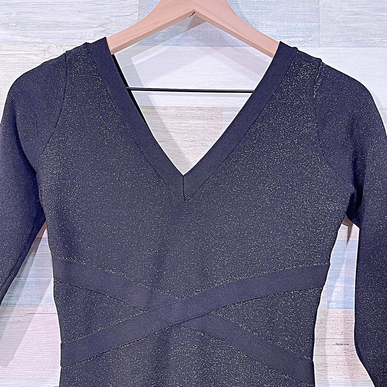 Bcbgmaxazria BEBE Glitter Bandage Bodycon Dress Black Womens Small Size S / US 4 / IT 40 - 2 Thumbnail