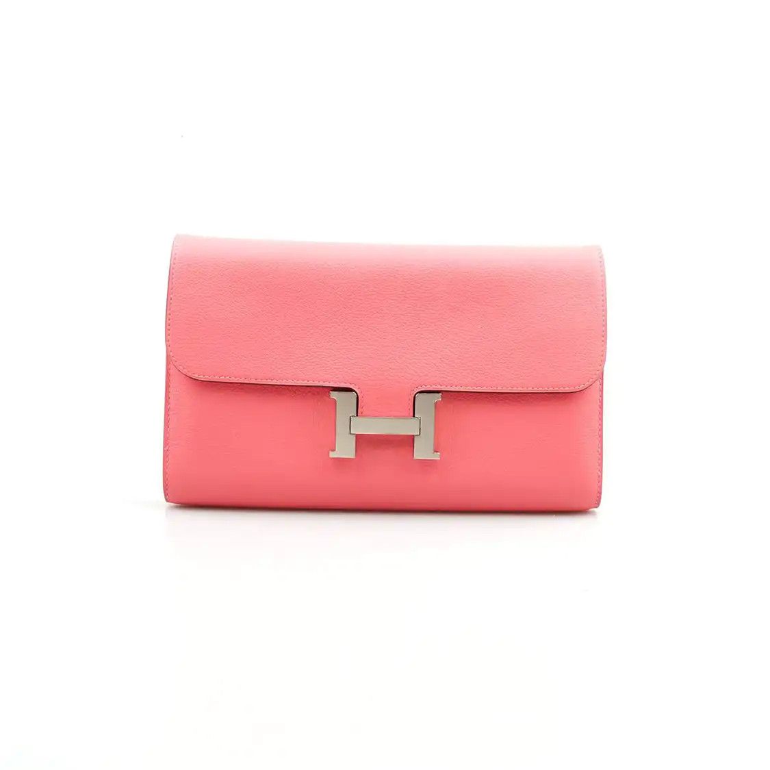 Hermes Hermes Constance Rose Confetti Evercolor cowhide leather clutch silver hardware Size ONE SIZE - 1 Thumbnail