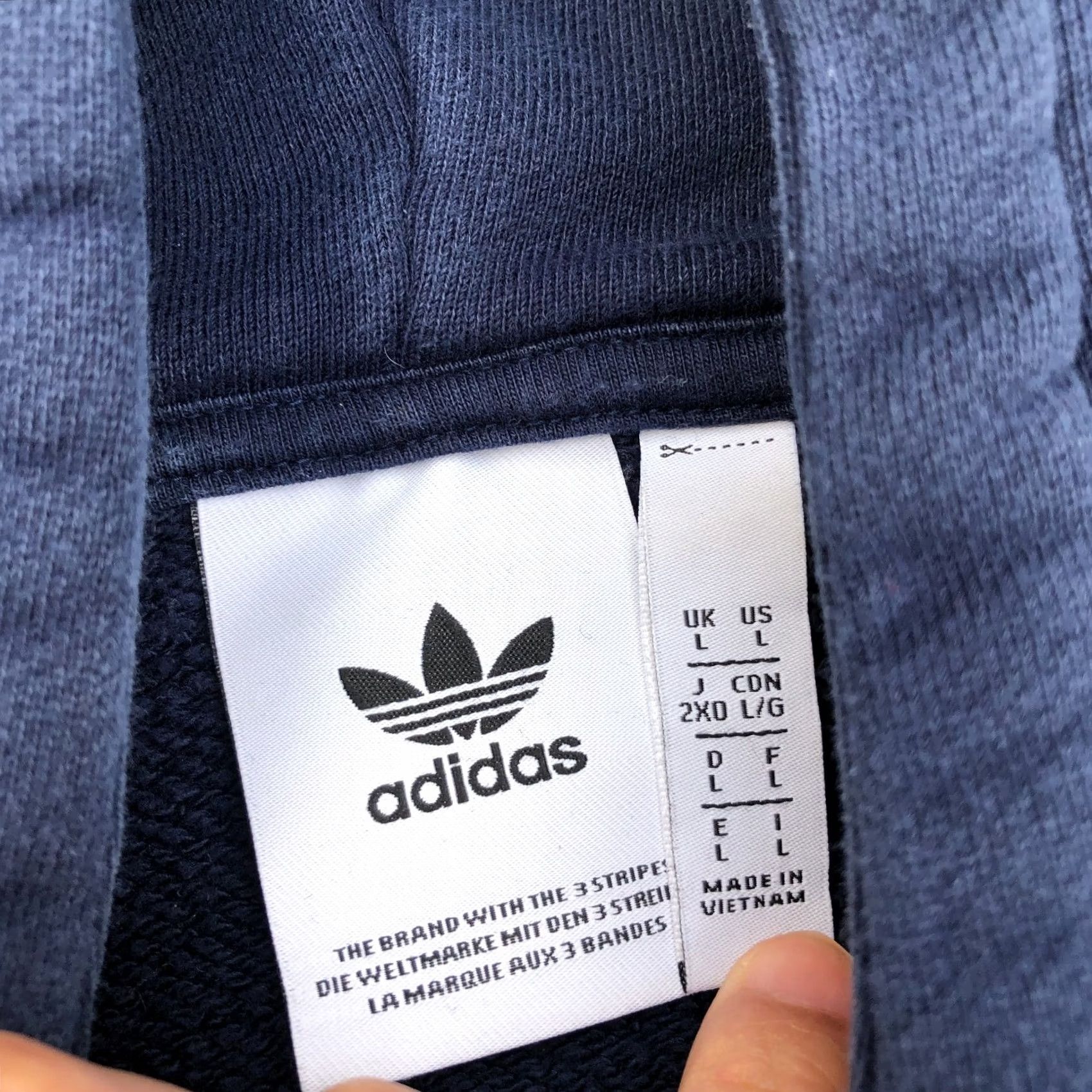 Adidas ADIDAS Originals Trefoil Hoodie Sweatshirt Men's Pullover Sweater Blue L Carded Pullover Sweatshirt Size US L / EU 52-54 / 3 - 3 Thumbnail