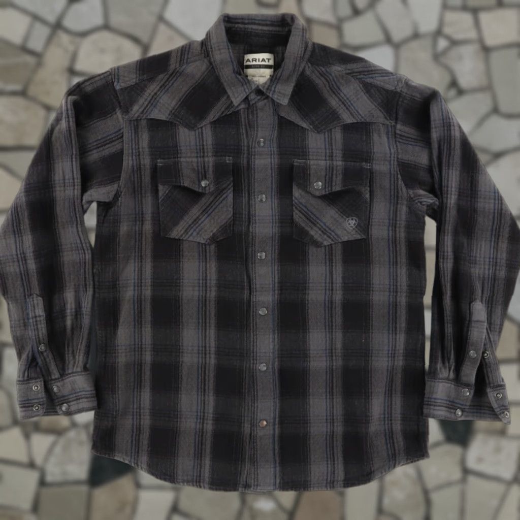 Ariat Ariat Shirt Plaid Long Sleeve Black Men L Flannel Pearl Snap Cotton Size US L / EU 52-54 / 3 - 1 Thumbnail