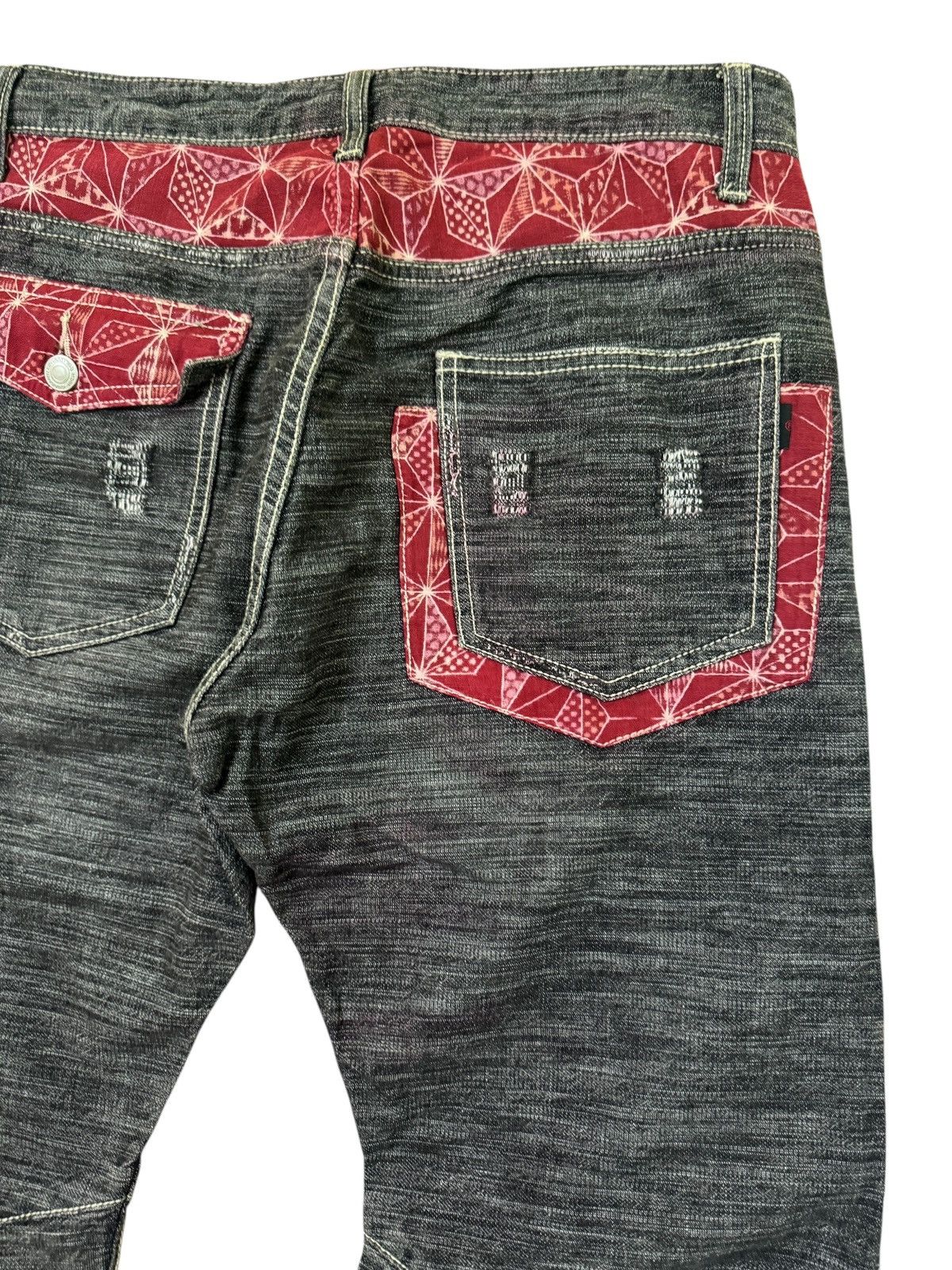 Hysteric Glamour Distressed Bee Bell Floral Red Pattern Accents Style Denim Size US 31 - 11 Thumbnail