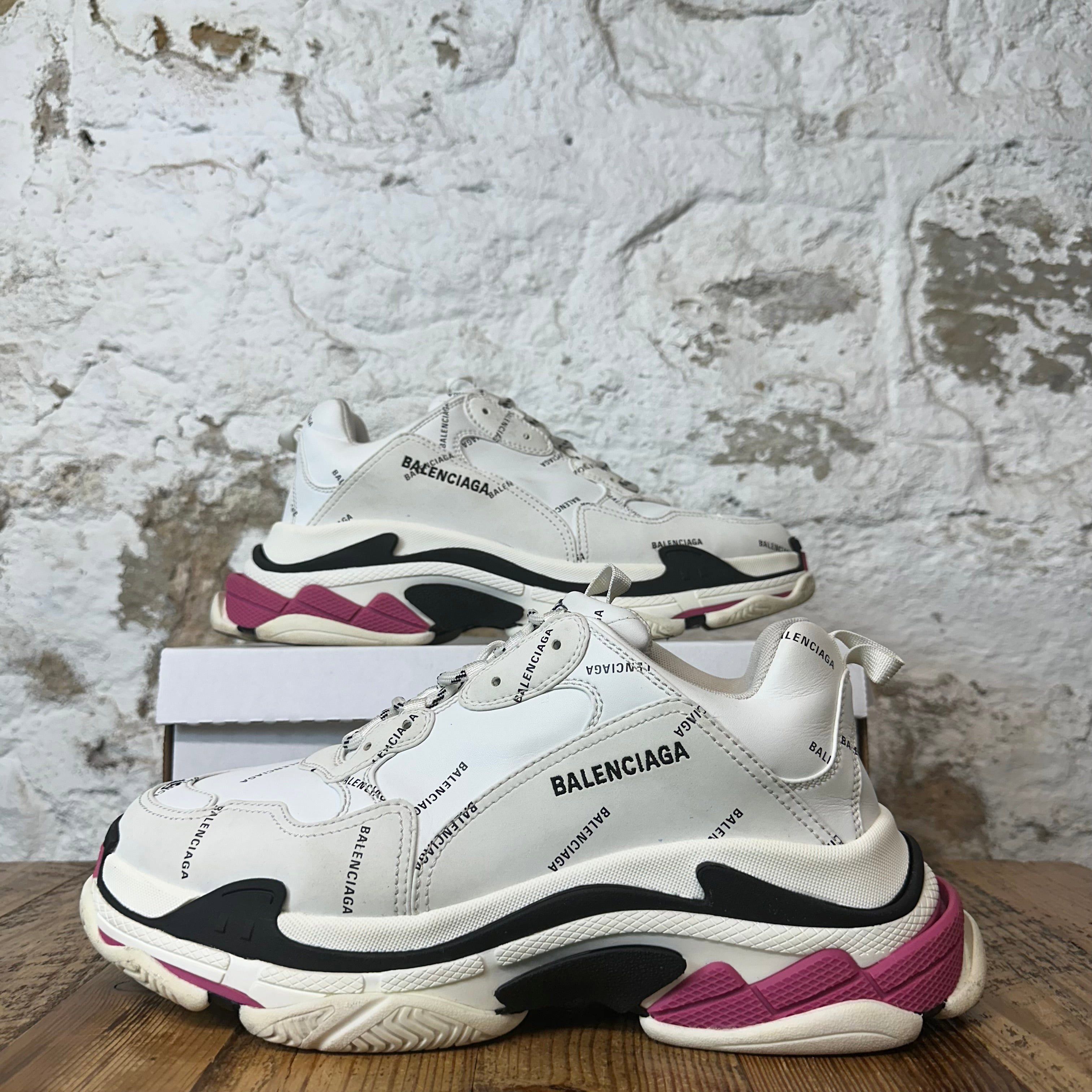 Balenciaga Balenciaga Triple S Spellout White Black Pink Sneaker Sz 12 Size US 12 / EU 45 - 1 Thumbnail