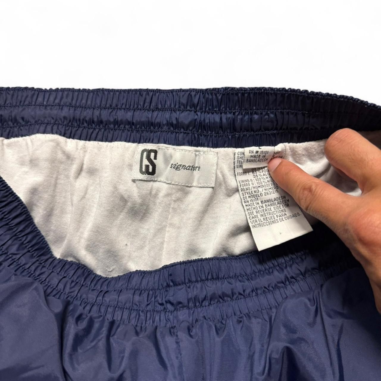 Nike GS Signature Navy Nylon Track Pants Baggy Y2K 90s Retro Size US 34 / EU 50 - 6 Thumbnail