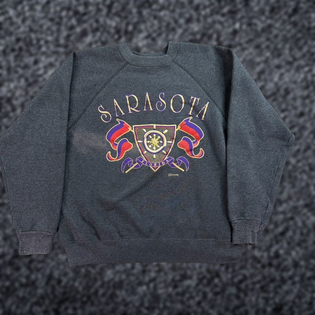 Vintage VINTAGE Paradies Collection Sweatshirt Mens M Sarasota Florida 90s Logo Gray Cotton Polyester Knit Crew Neck All Seasons USA Made Size US M / EU 48-50 / 2 - 1 Thumbnail