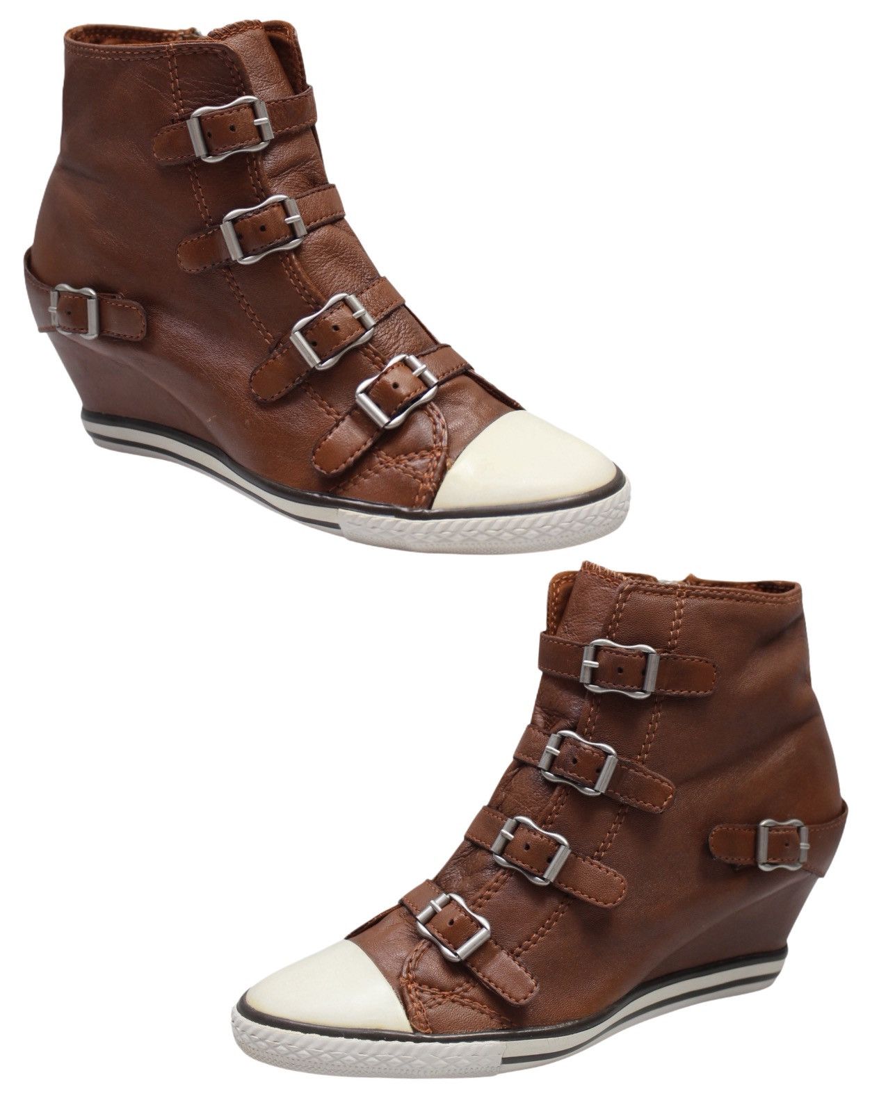 ASH 2000S ASH LIMITED BUCKLED LEATHER WEDGE SNEAKERS Size US 9 / IT 39 - 5 Thumbnail