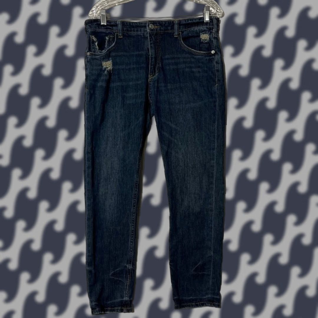 Anthropologie VINTAGE Anthropologie Pilcro Ankle Distressed Washed Dark Blue Denim Jeans Women Size 27 Size 27" / US 4 / IT 40 - 1 Thumbnail